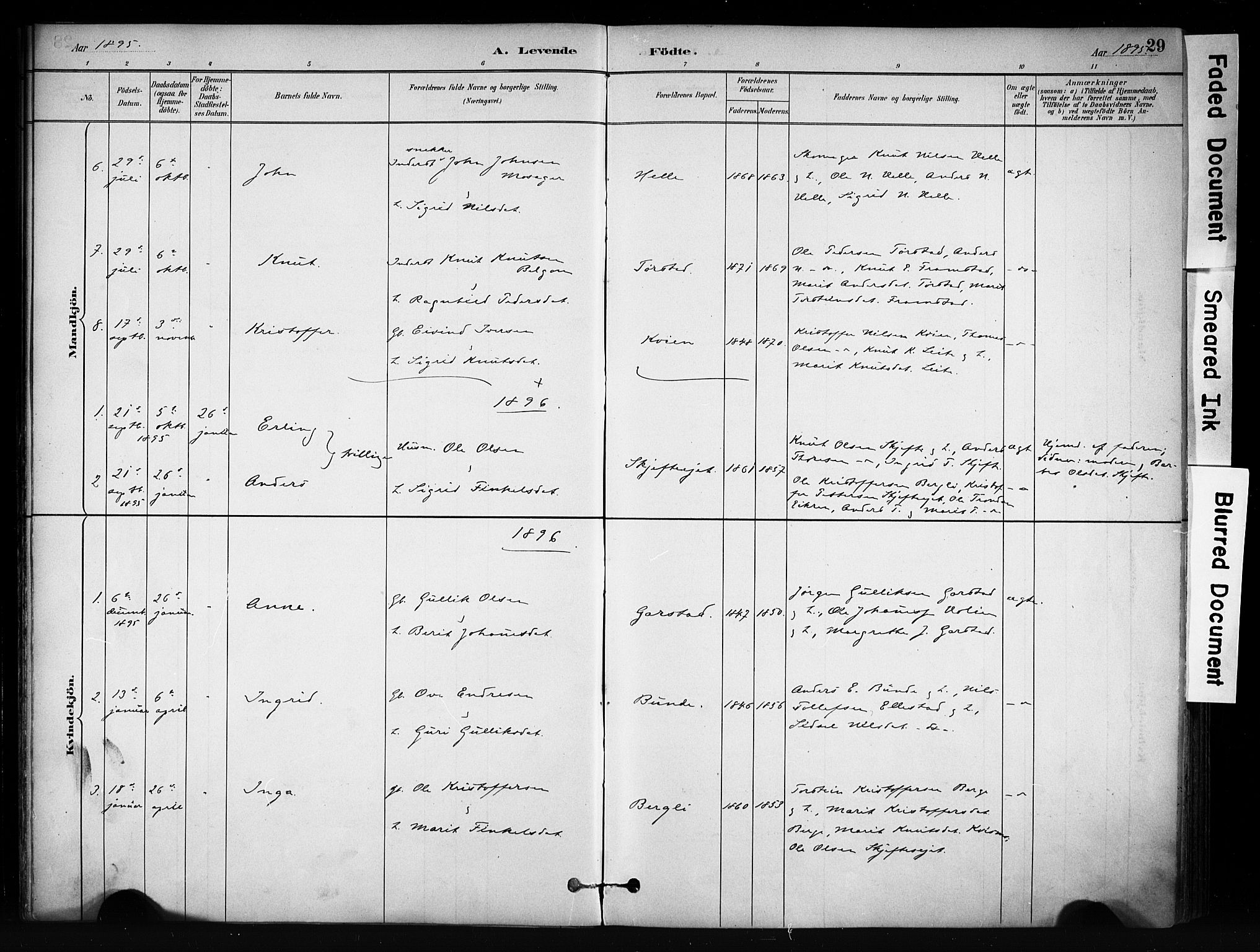 Vang prestekontor, Valdres, AV/SAH-PREST-140/H/Ha/L0009: Parish register (official) no. 9, 1882-1914, p. 29