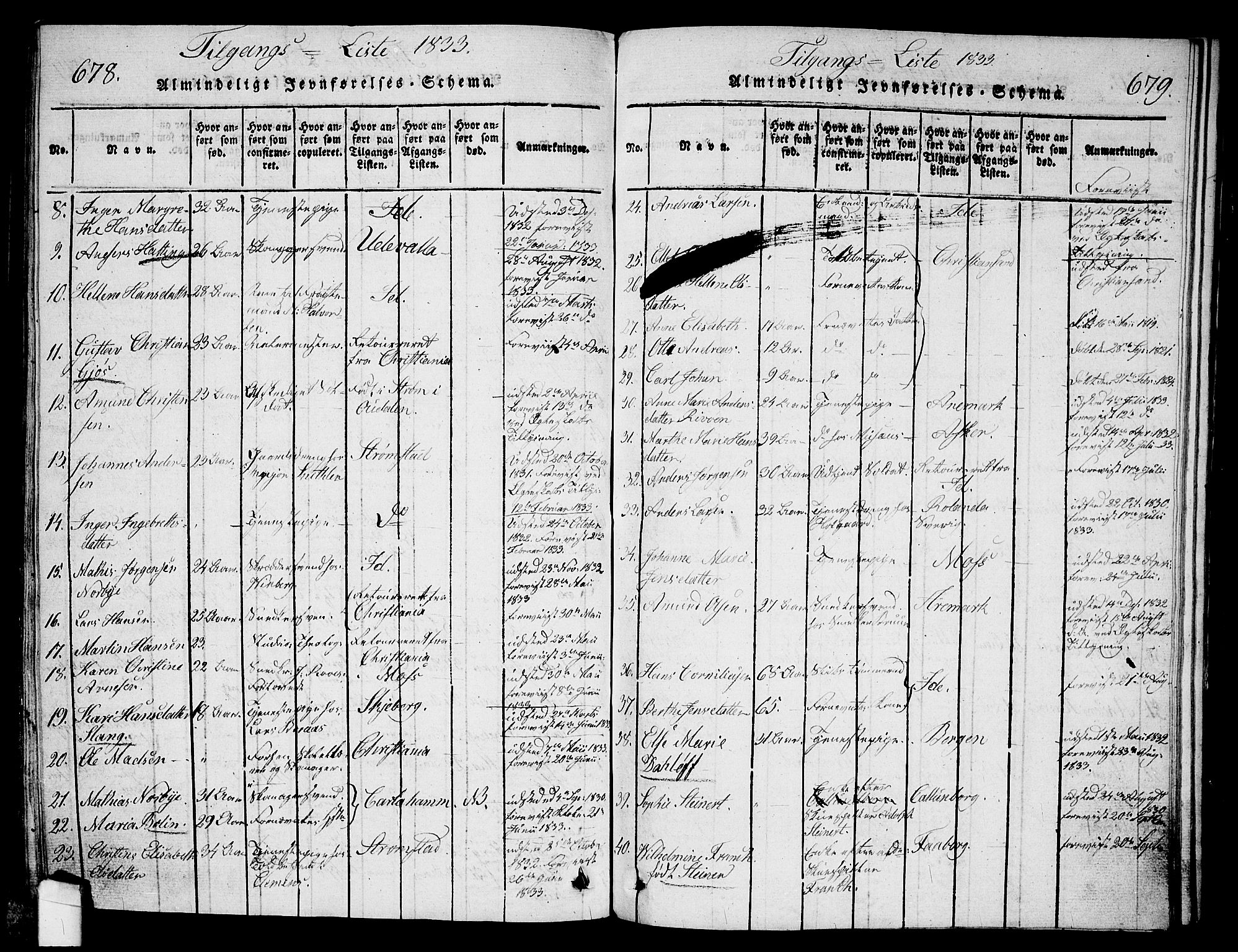 Halden prestekontor Kirkebøker, AV/SAO-A-10909/G/Ga/L0001: Parish register (copy) no. 1, 1815-1833, p. 678-679