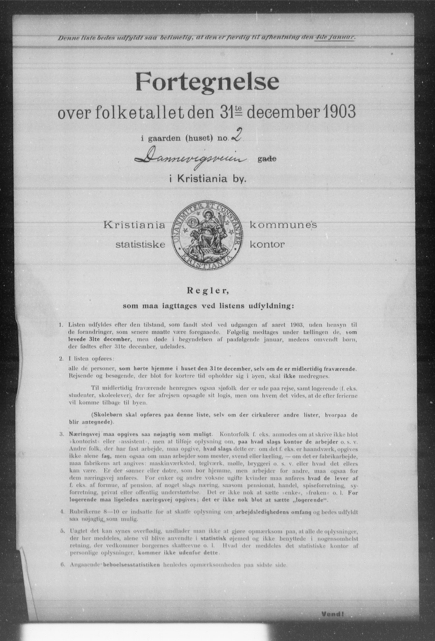 OBA, Municipal Census 1903 for Kristiania, 1903, p. 3087