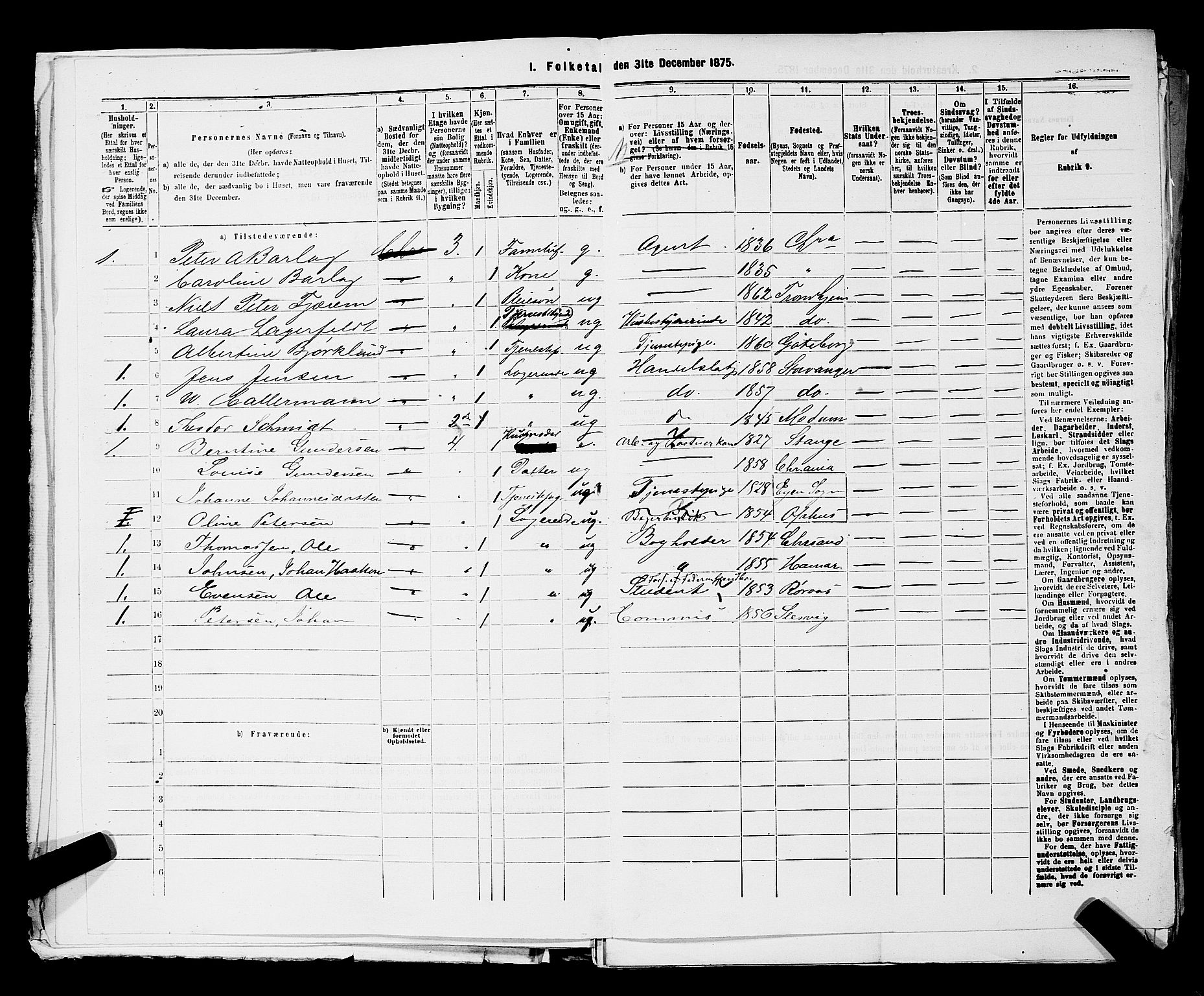 RA, 1875 census for 0301 Kristiania, 1875, p. 2575