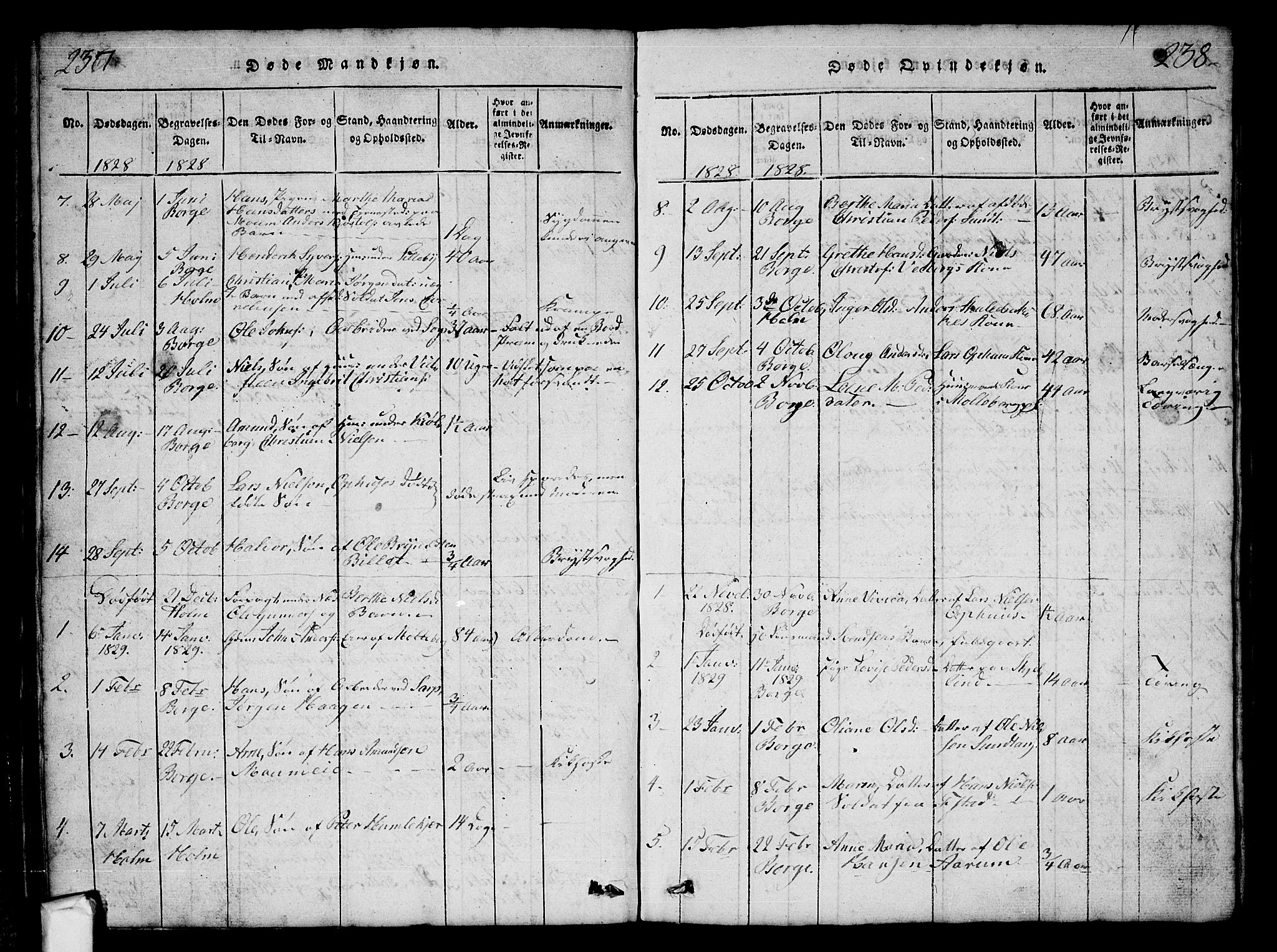 Borge prestekontor Kirkebøker, SAO/A-10903/G/Ga/L0001: Parish register (copy) no.  I 1, 1815-1835, p. 237-238