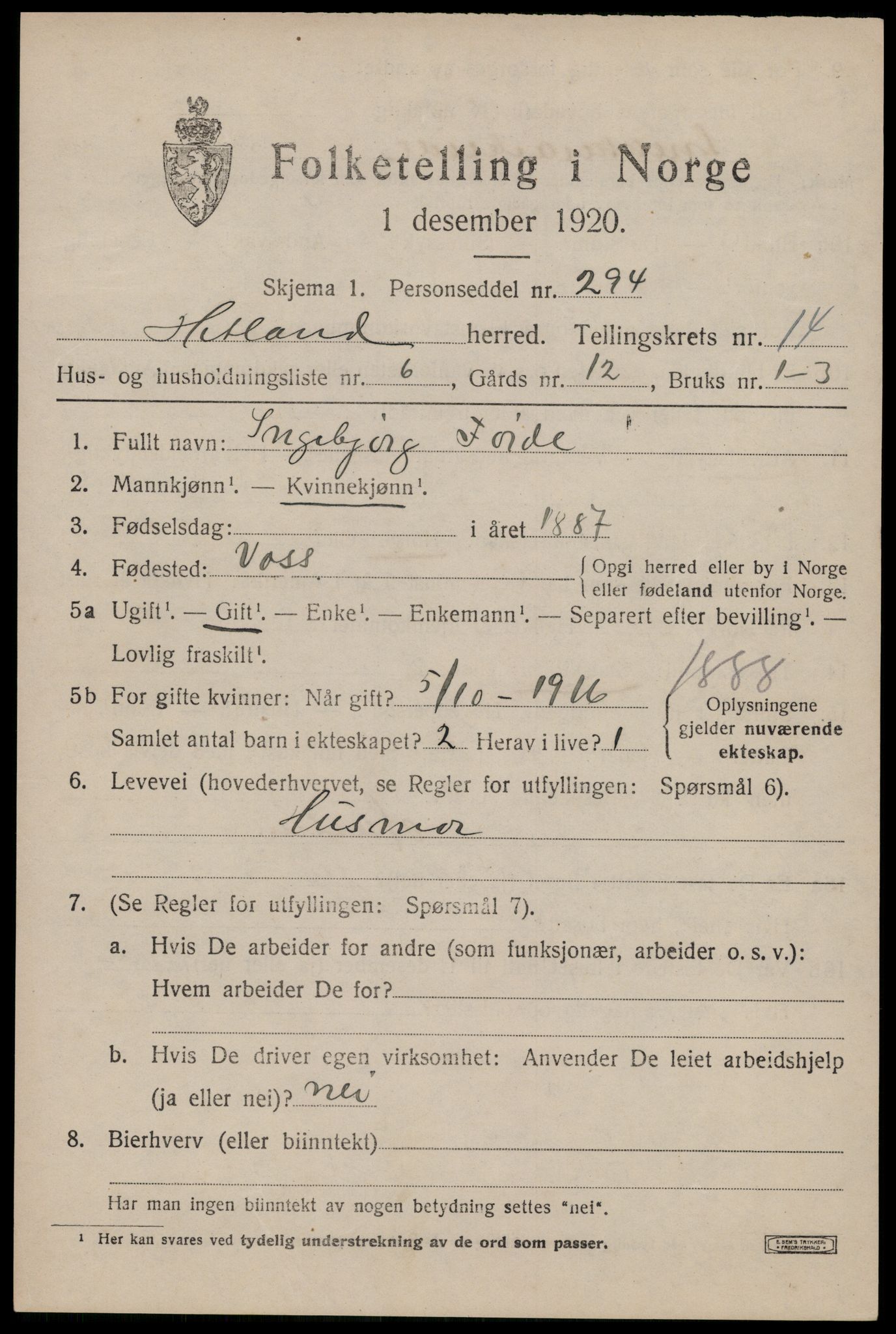 SAST, 1920 census for Hetland, 1920, p. 22803