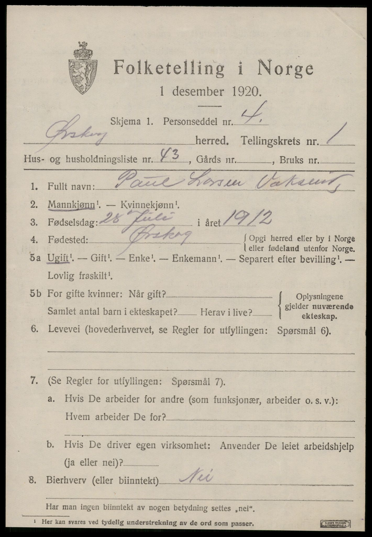 SAT, 1920 census for Ørskog, 1920, p. 1174