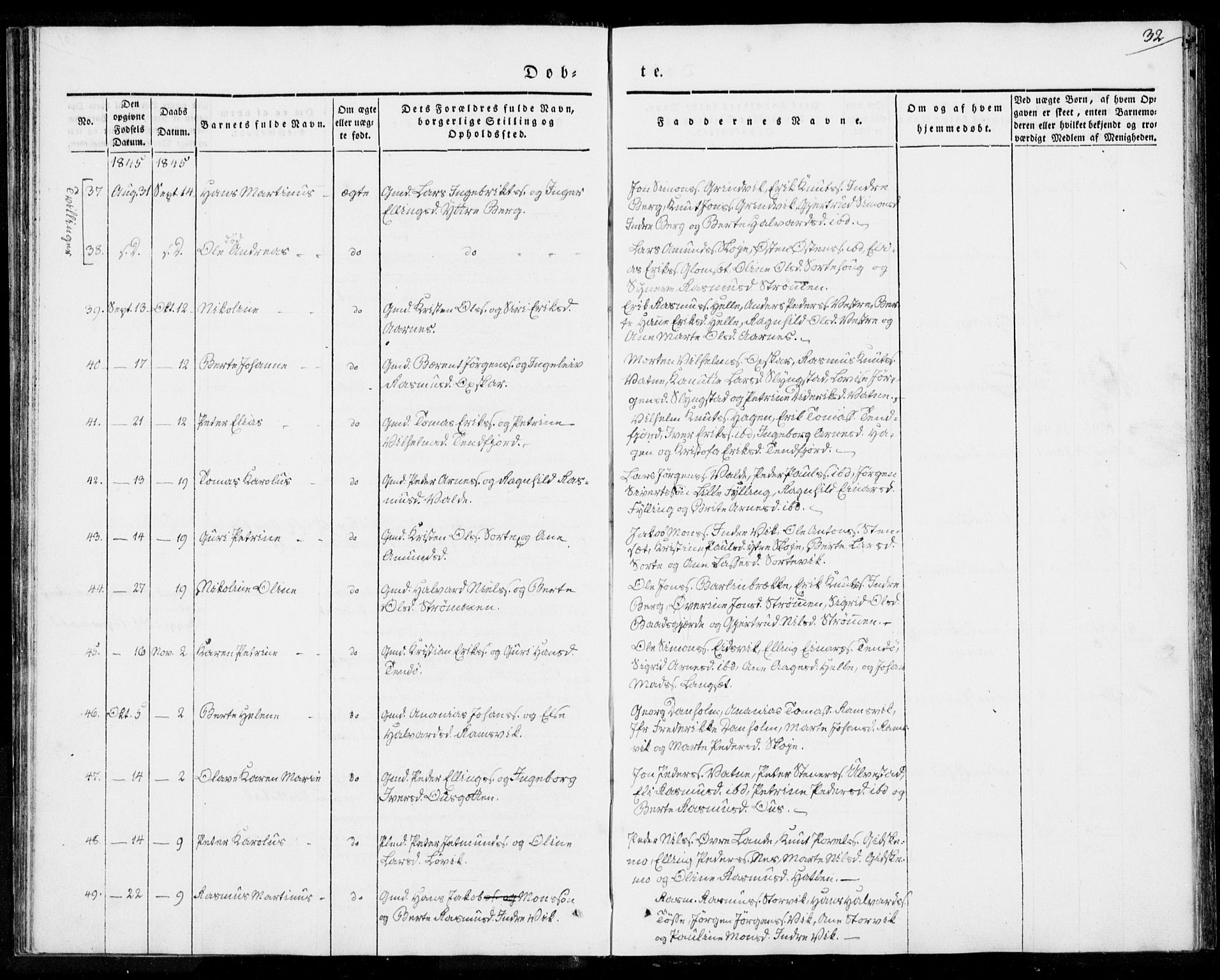 Ministerialprotokoller, klokkerbøker og fødselsregistre - Møre og Romsdal, AV/SAT-A-1454/524/L0352: Parish register (official) no. 524A04, 1838-1847, p. 32