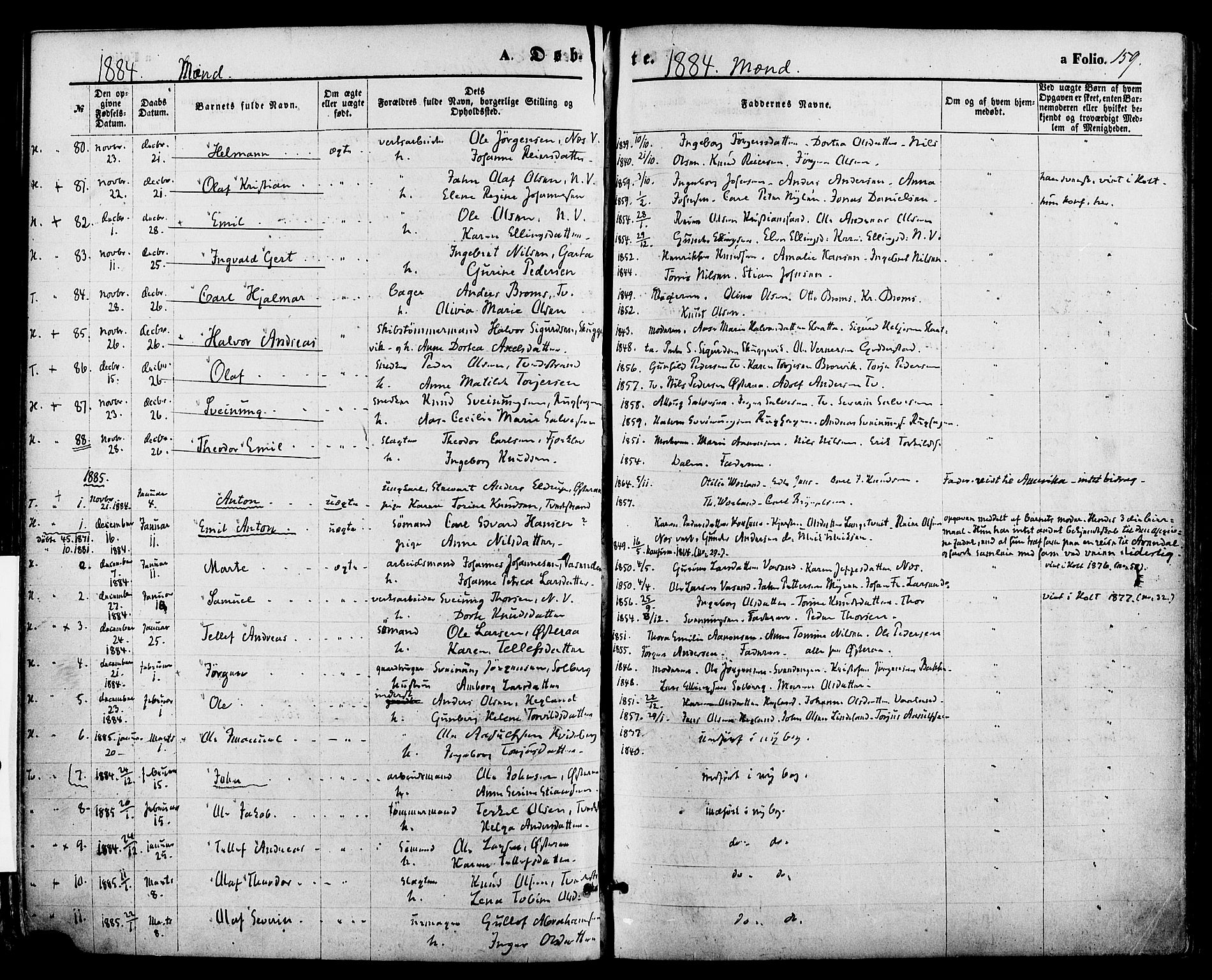 Holt sokneprestkontor, AV/SAK-1111-0021/F/Fa/L0010: Parish register (official) no. A 10, 1872-1885, p. 159