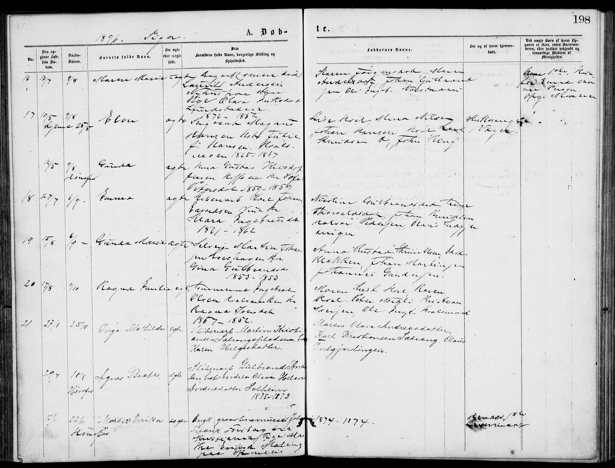 Norderhov kirkebøker, SAKO/A-237/G/Gb/L0001: Parish register (copy) no. II 1, 1876-1899, p. 198