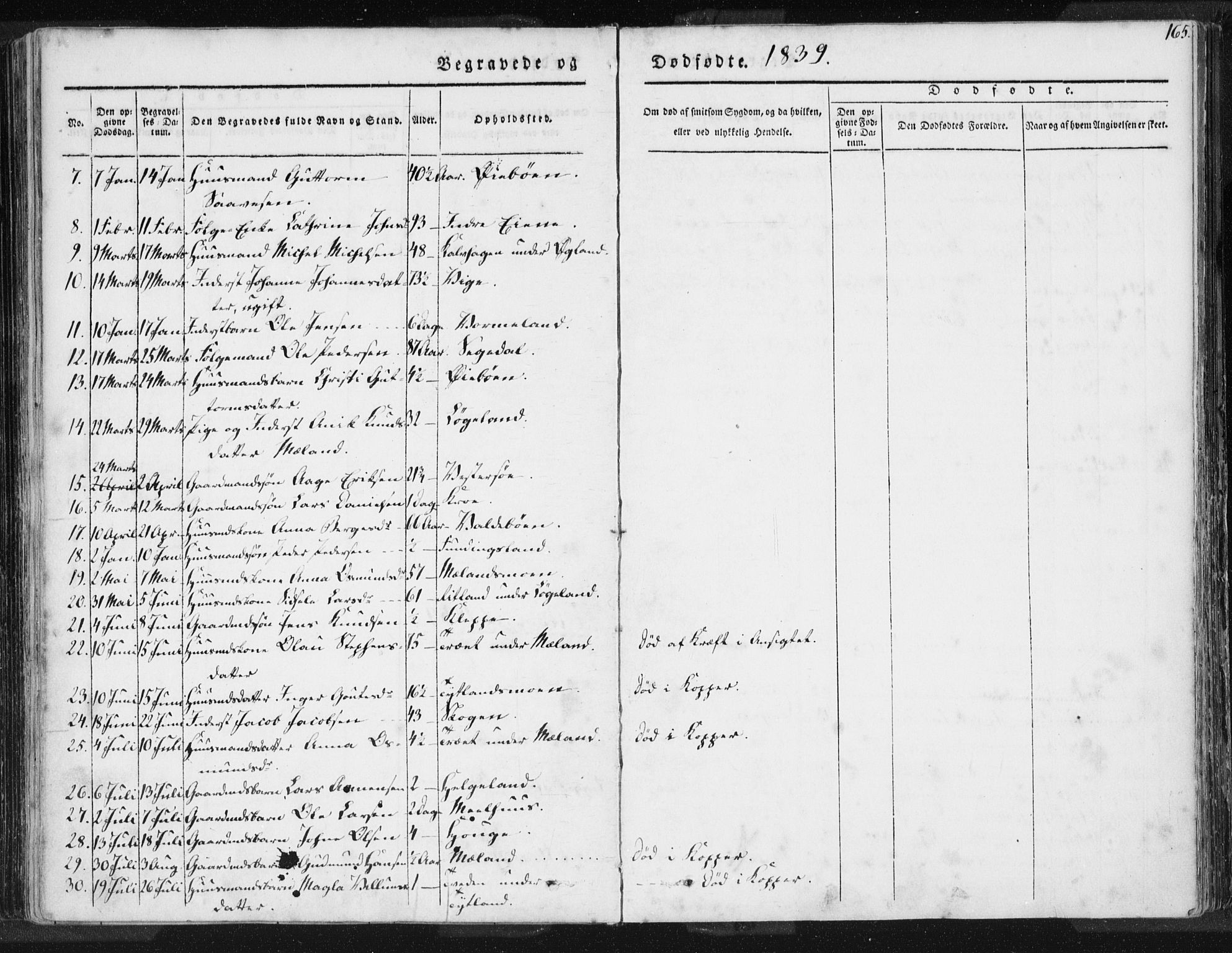 Hjelmeland sokneprestkontor, AV/SAST-A-101843/01/IV/L0006: Parish register (official) no. A 6, 1834-1845, p. 165