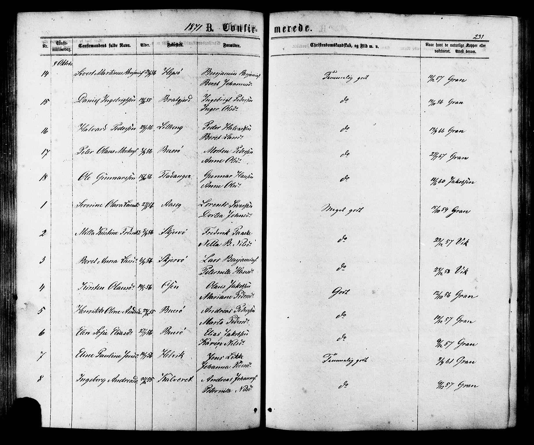 Ministerialprotokoller, klokkerbøker og fødselsregistre - Sør-Trøndelag, SAT/A-1456/657/L0706: Parish register (official) no. 657A07, 1867-1878, p. 231