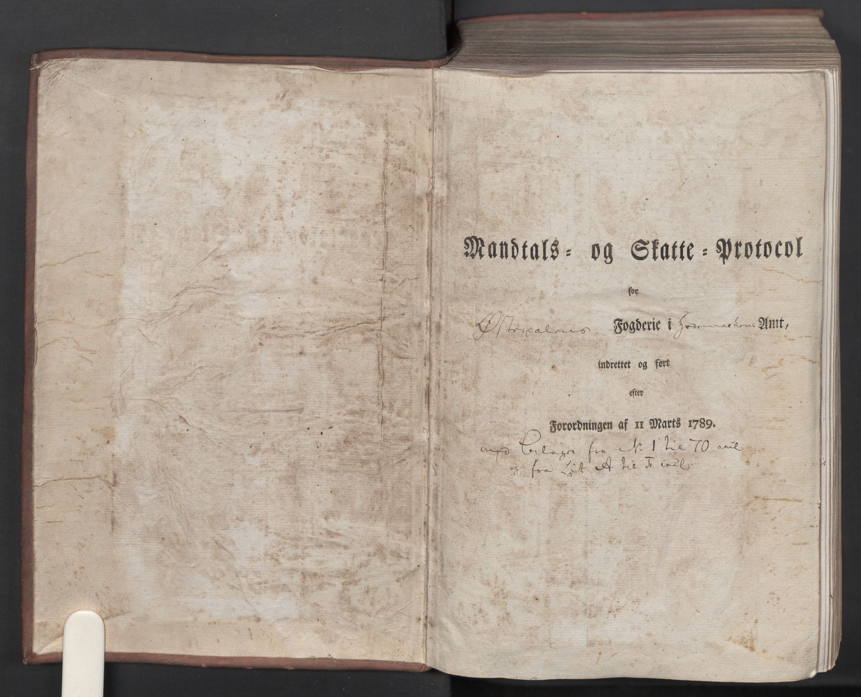Rentekammeret inntil 1814, Reviderte regnskaper, Mindre regnskaper, RA/EA-4068/Rf/Rfe/L0060: Østerdalen fogderi, 1789, p. 2