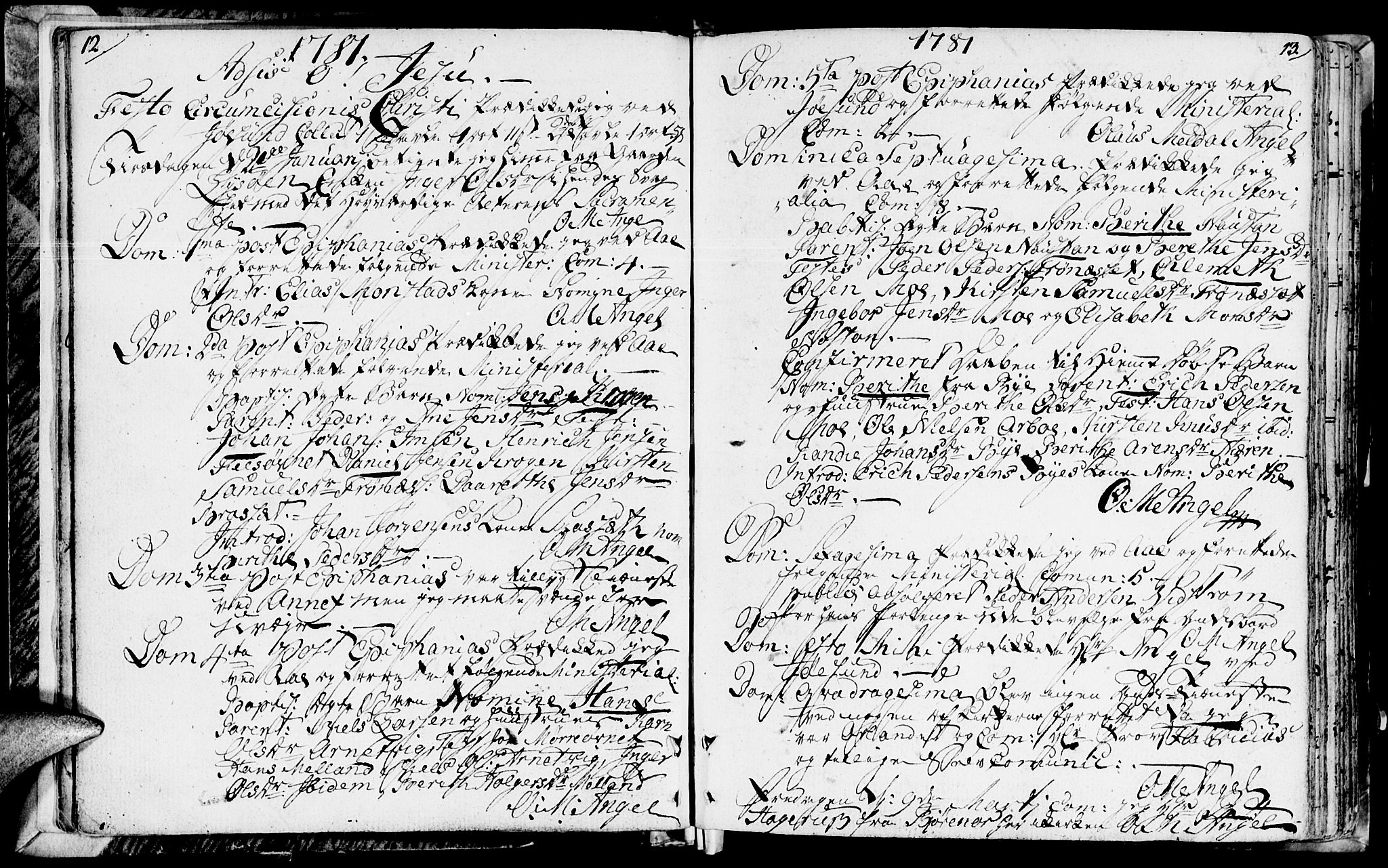 Ministerialprotokoller, klokkerbøker og fødselsregistre - Sør-Trøndelag, SAT/A-1456/655/L0673: Parish register (official) no. 655A02, 1780-1801, p. 12-13