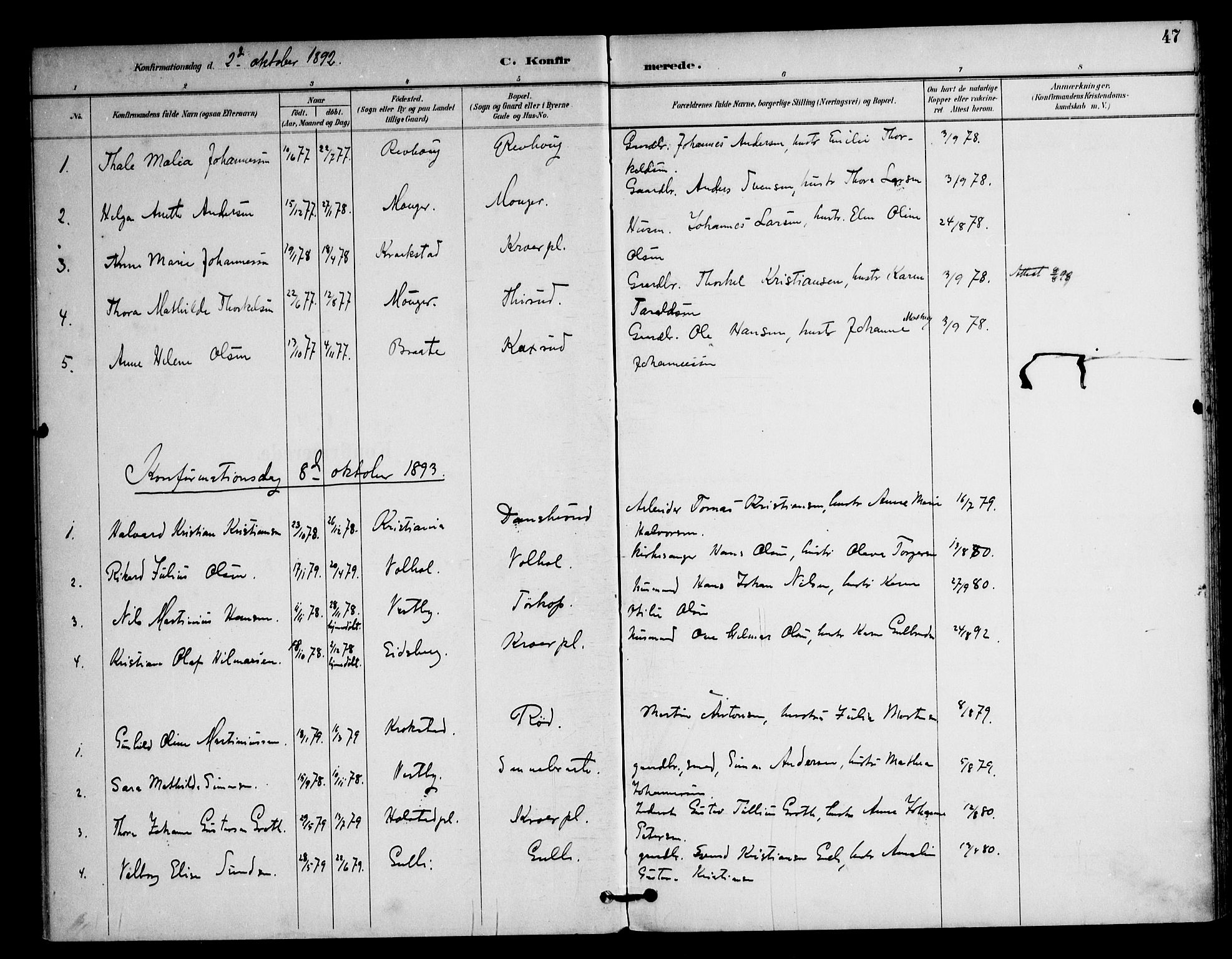Ås prestekontor Kirkebøker, SAO/A-10894/F/Fc/L0002: Parish register (official) no. III 2, 1892-1924, p. 47