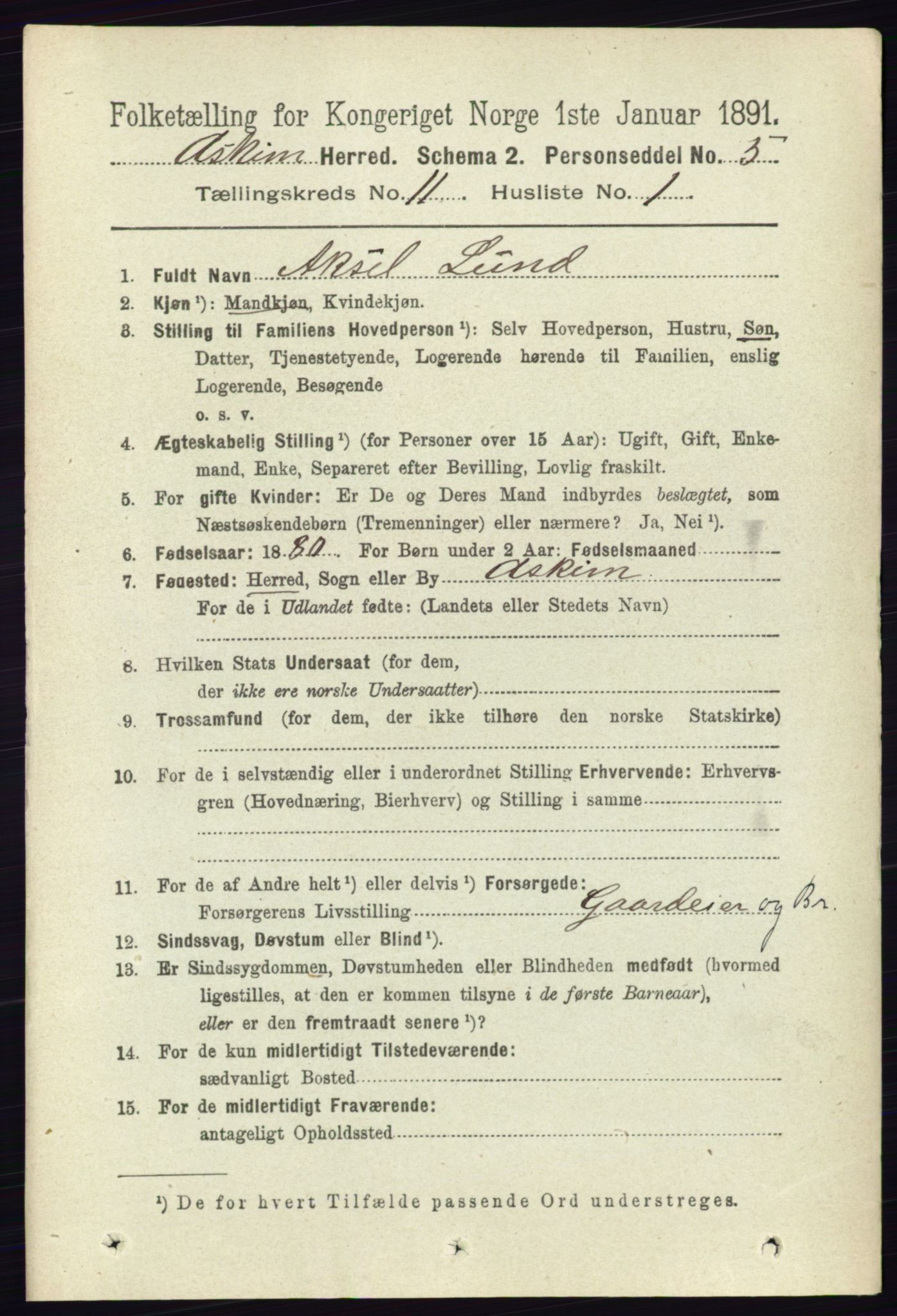 RA, 1891 census for 0124 Askim, 1891, p. 1745