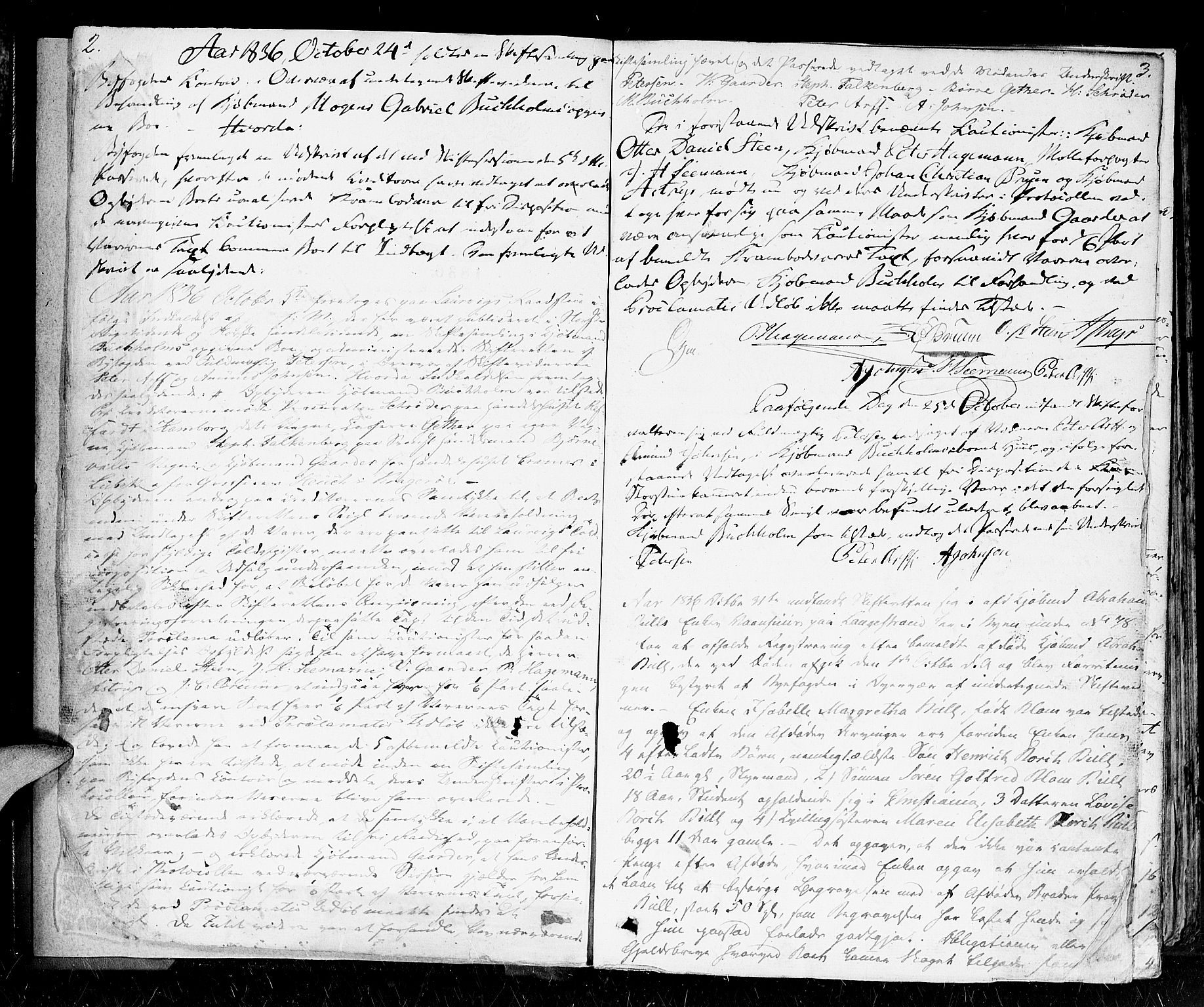 Larvik byfogd, AV/SAKO-A-218/H/Hb/Hbc/L0004: Skifteforhandlingsprotokoll IV, 1836-1846, p. 2-3