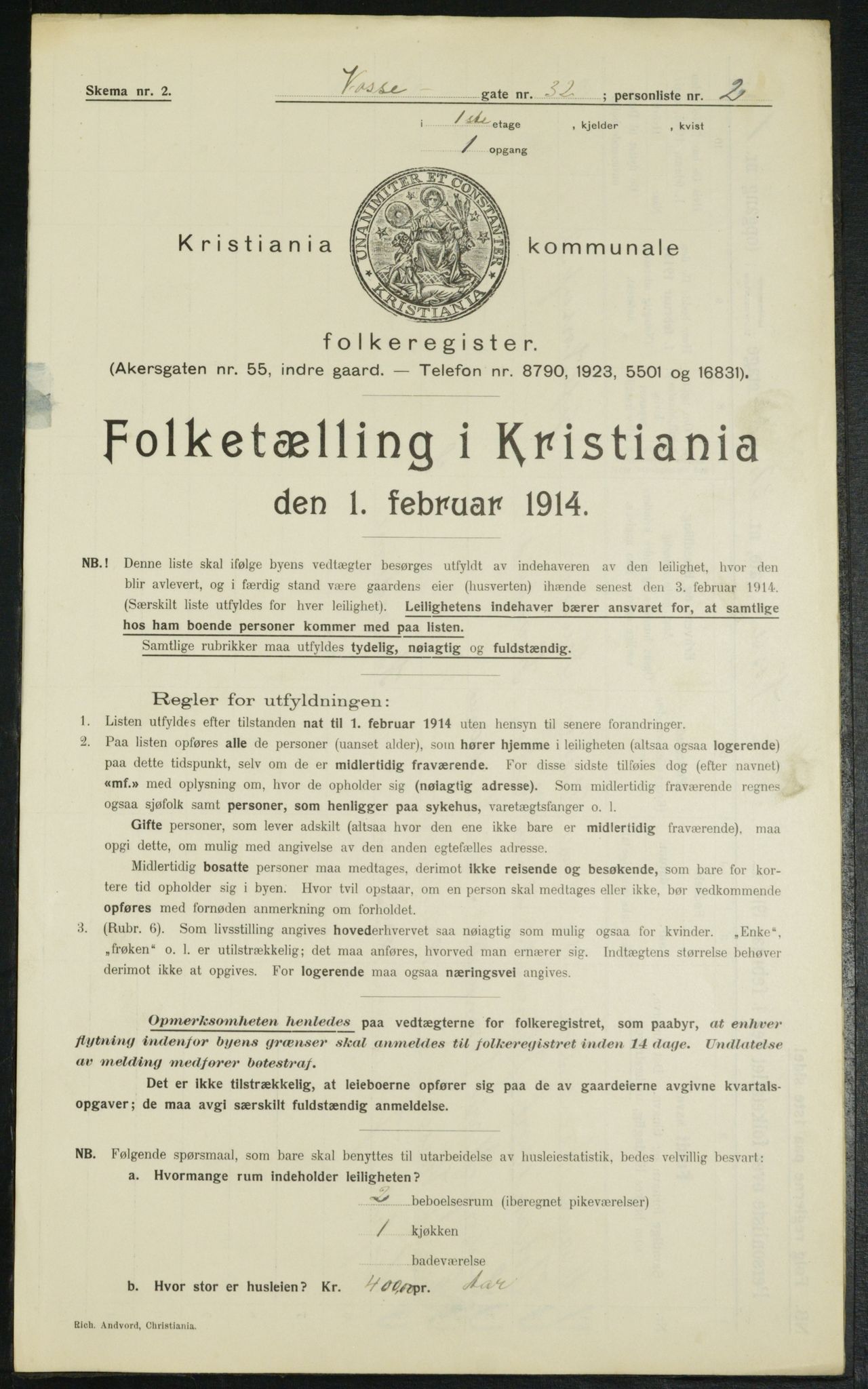 OBA, Municipal Census 1914 for Kristiania, 1914, p. 126601