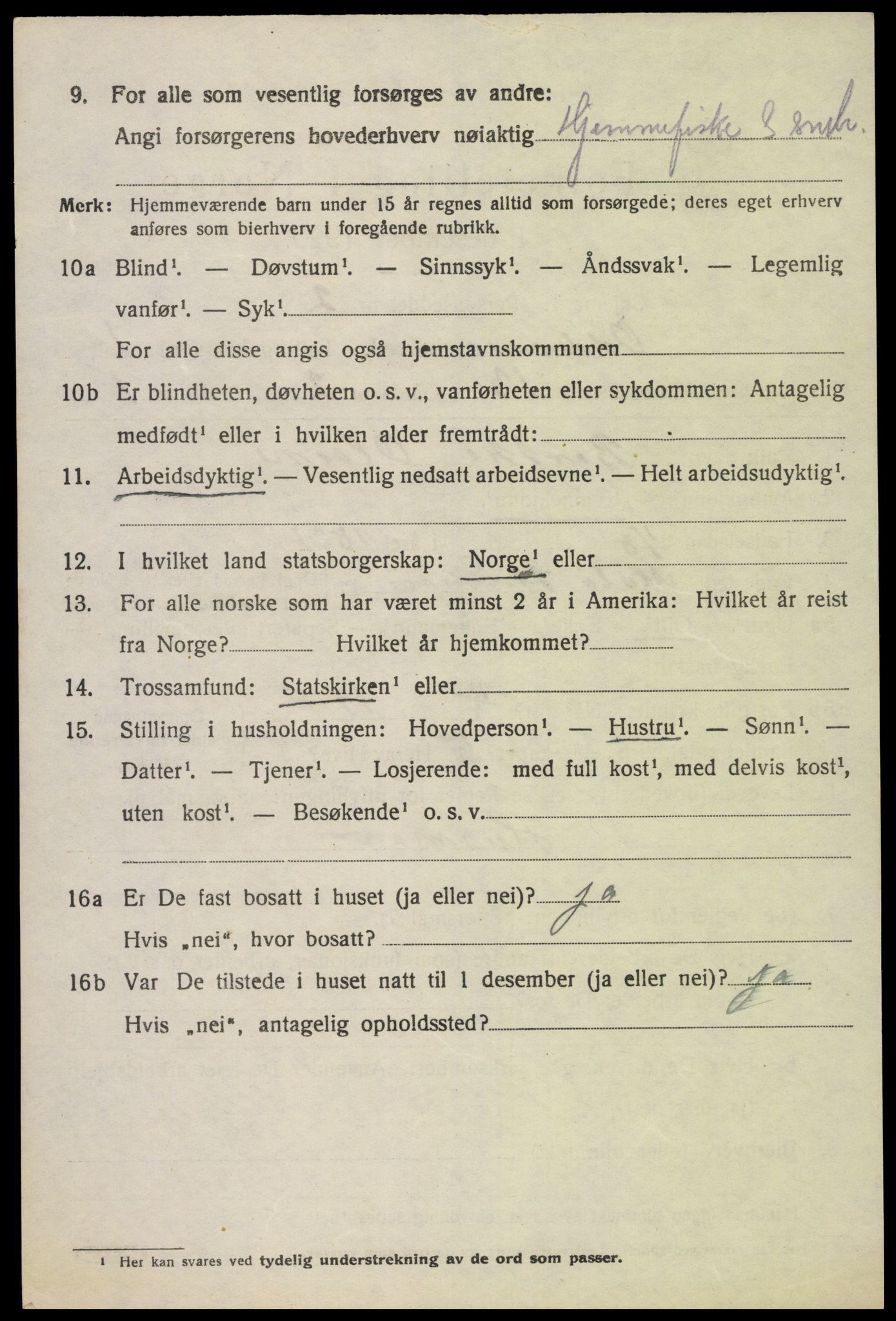 SAK, 1920 census for Oddernes, 1920, p. 2164