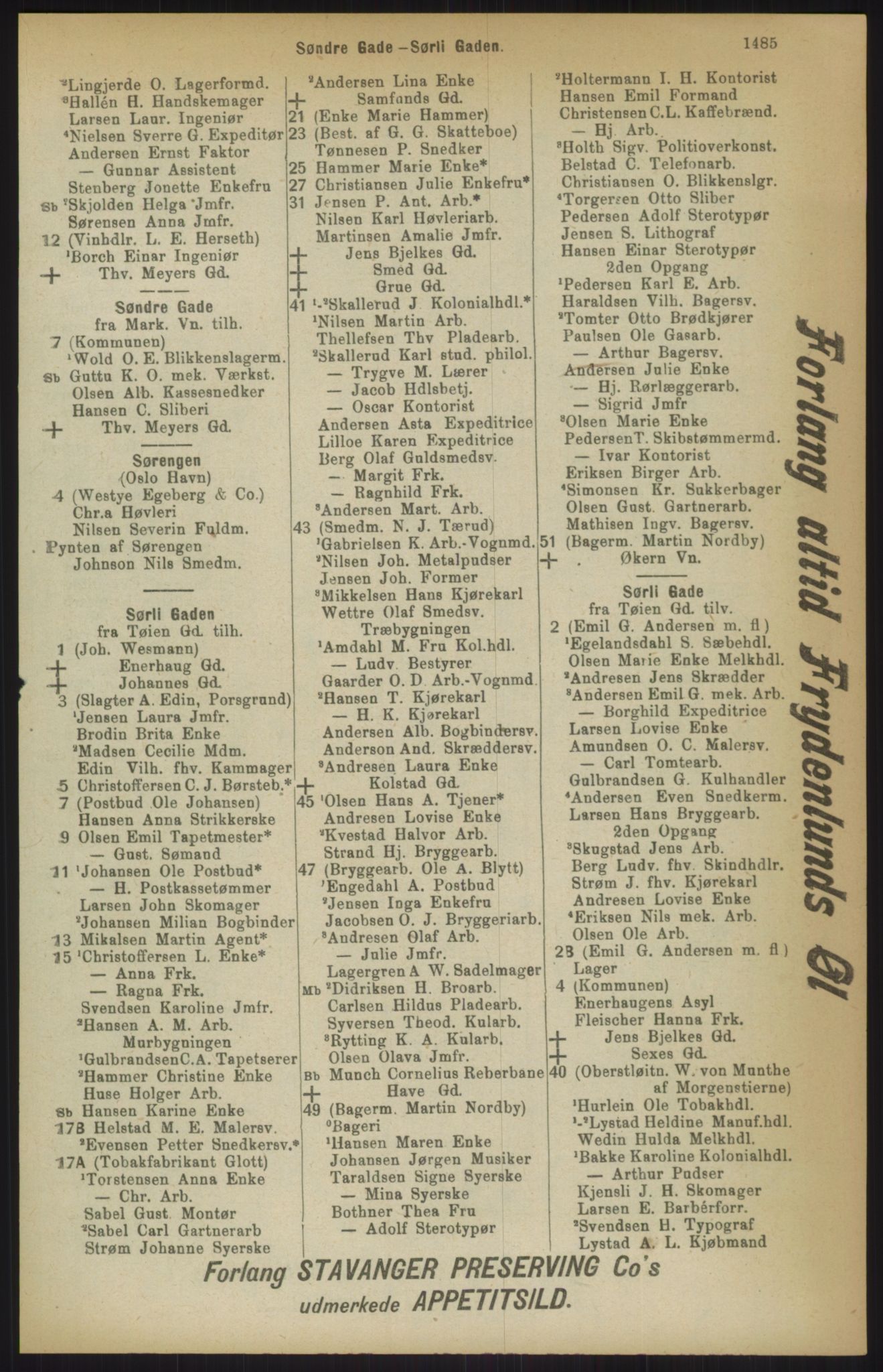 Kristiania/Oslo adressebok, PUBL/-, 1911, p. 1485