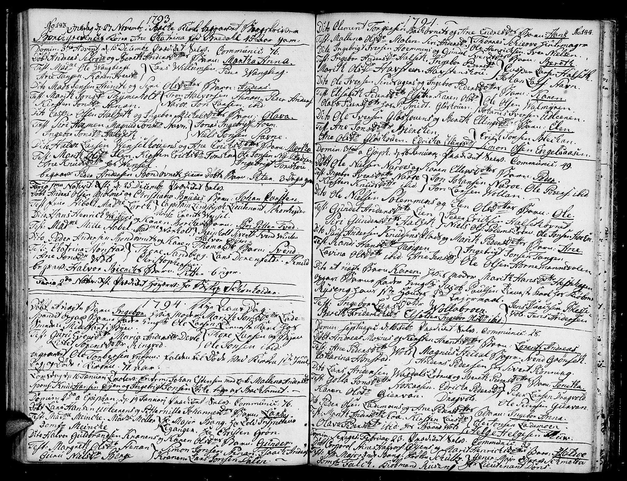 Ministerialprotokoller, klokkerbøker og fødselsregistre - Sør-Trøndelag, SAT/A-1456/604/L0180: Parish register (official) no. 604A01, 1780-1797, p. 143-144