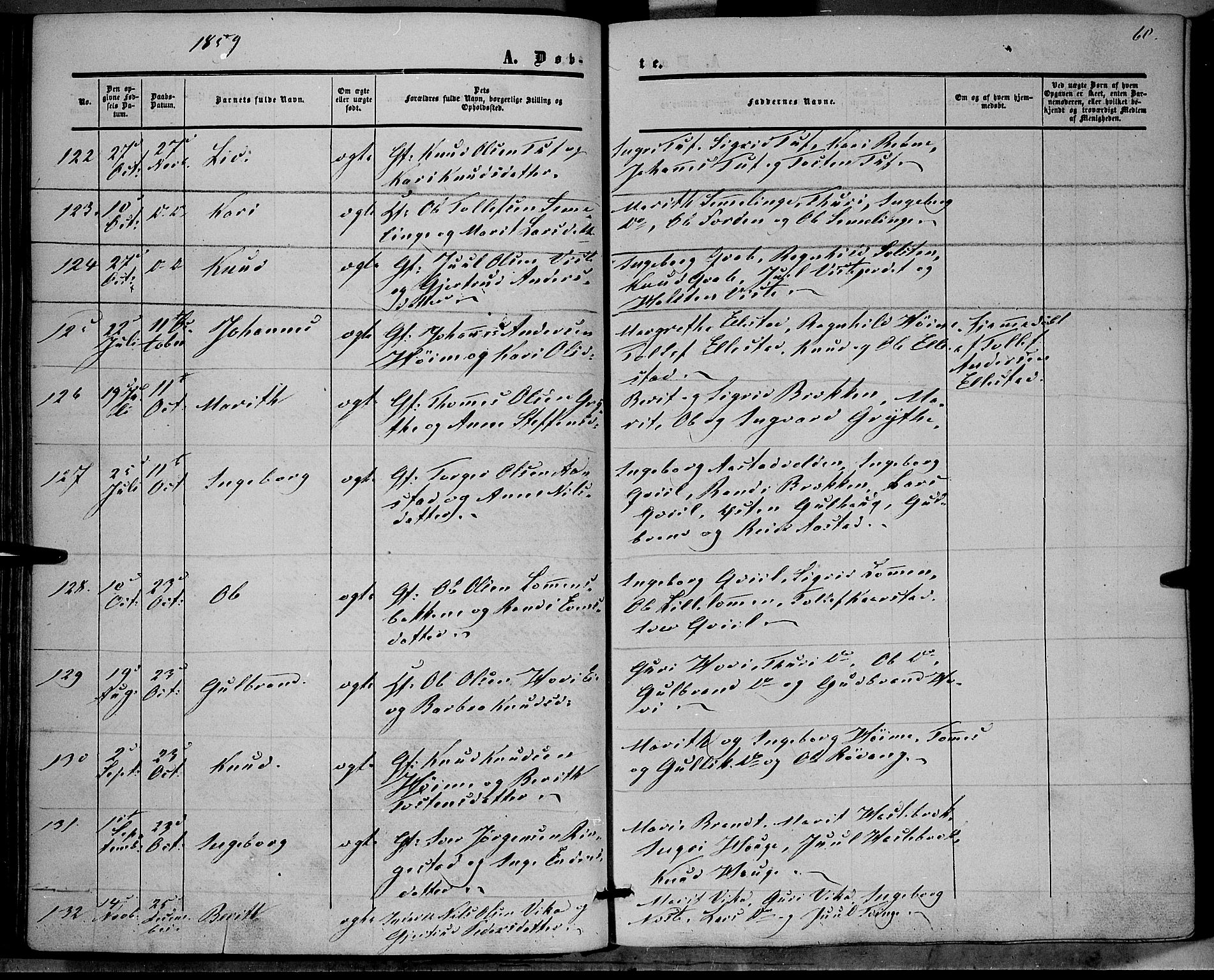 Vestre Slidre prestekontor, SAH/PREST-136/H/Ha/Haa/L0002: Parish register (official) no. 2, 1856-1864, p. 60