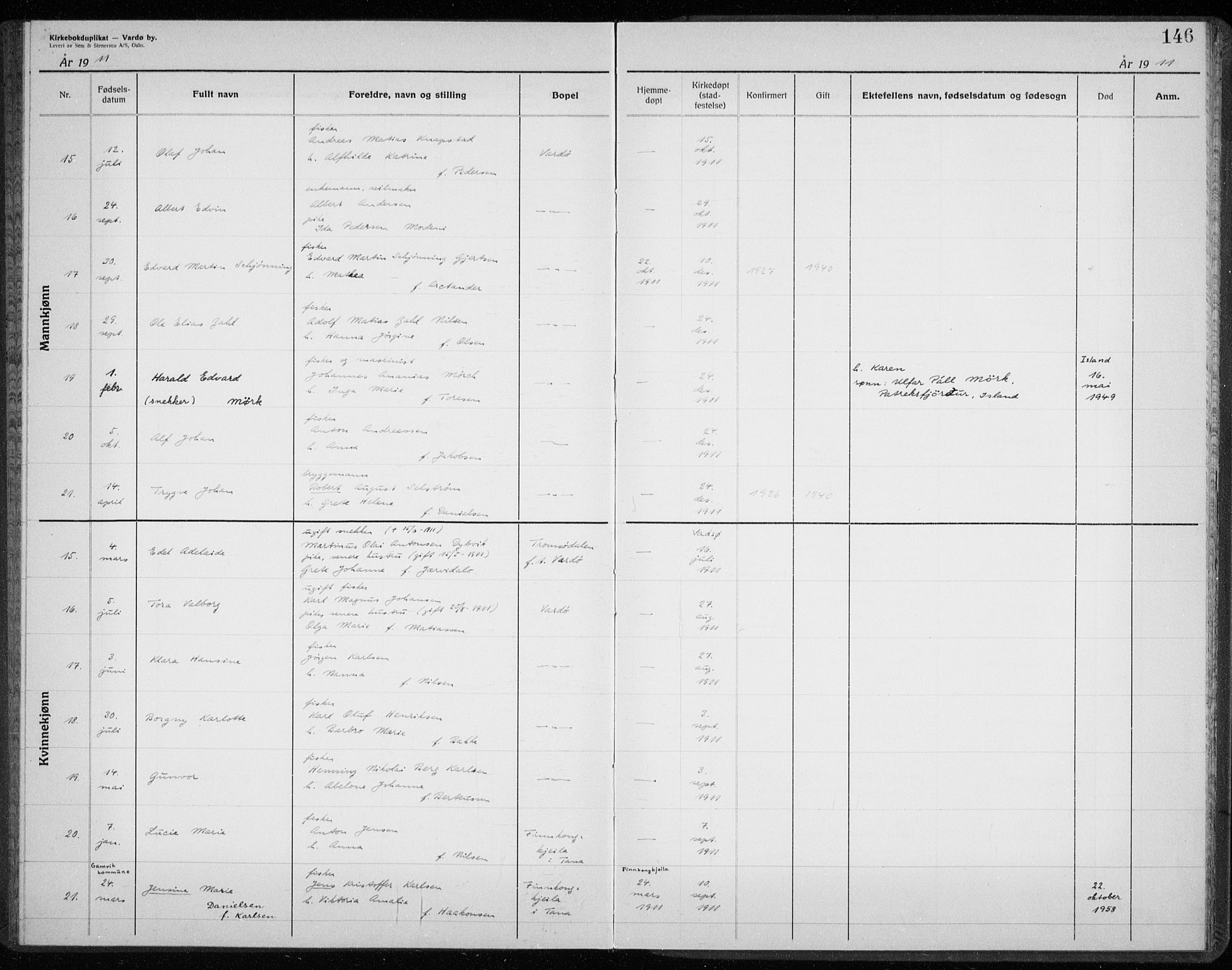 Vardø sokneprestkontor, AV/SATØ-S-1332/H/Hc/L0001kirkerekon: Other parish register no. 1, 1900-1914, p. 146