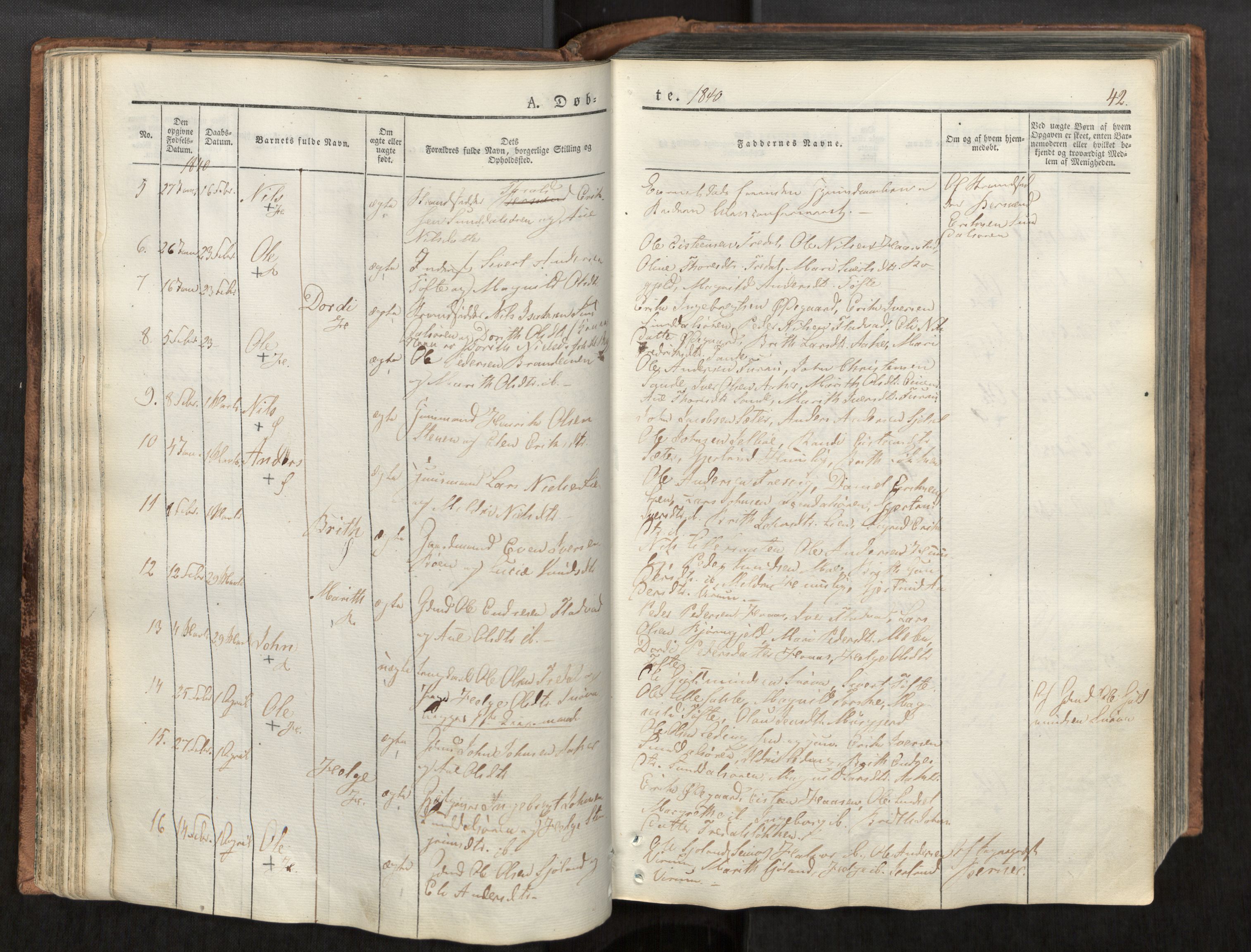 Ministerialprotokoller, klokkerbøker og fødselsregistre - Møre og Romsdal, SAT/A-1454/590/L1012: Parish register (official) no. 590A04, 1832-1846, p. 42
