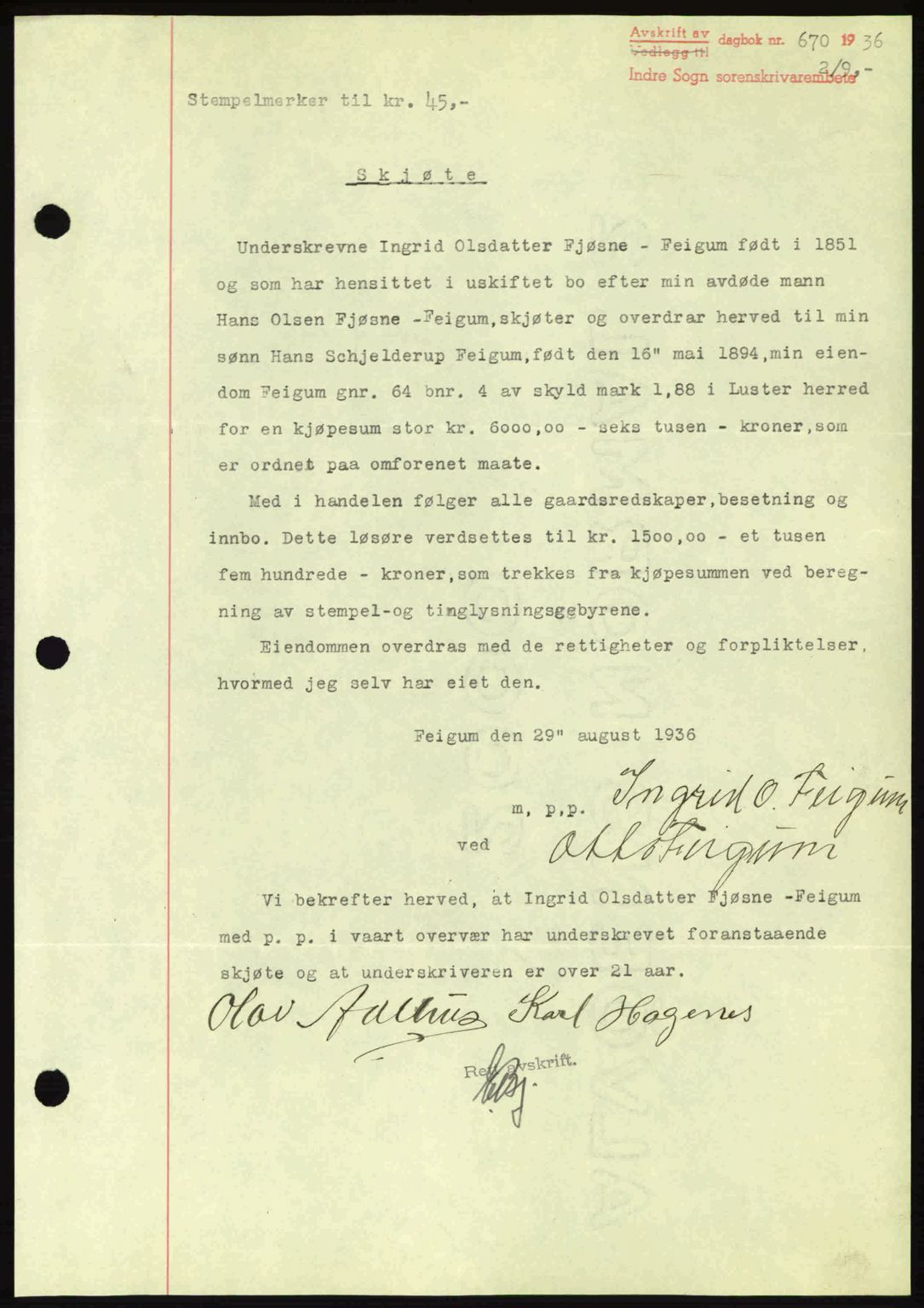 Indre Sogn tingrett, SAB/A-3301/1/G/Gb/Gba/L0030: Mortgage book no. 30, 1935-1937, Deed date: 02.09.1936