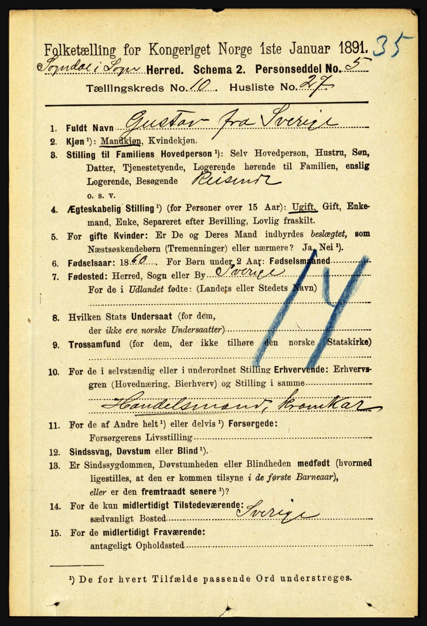 RA, 1891 census for 1420 Sogndal, 1891, p. 4108