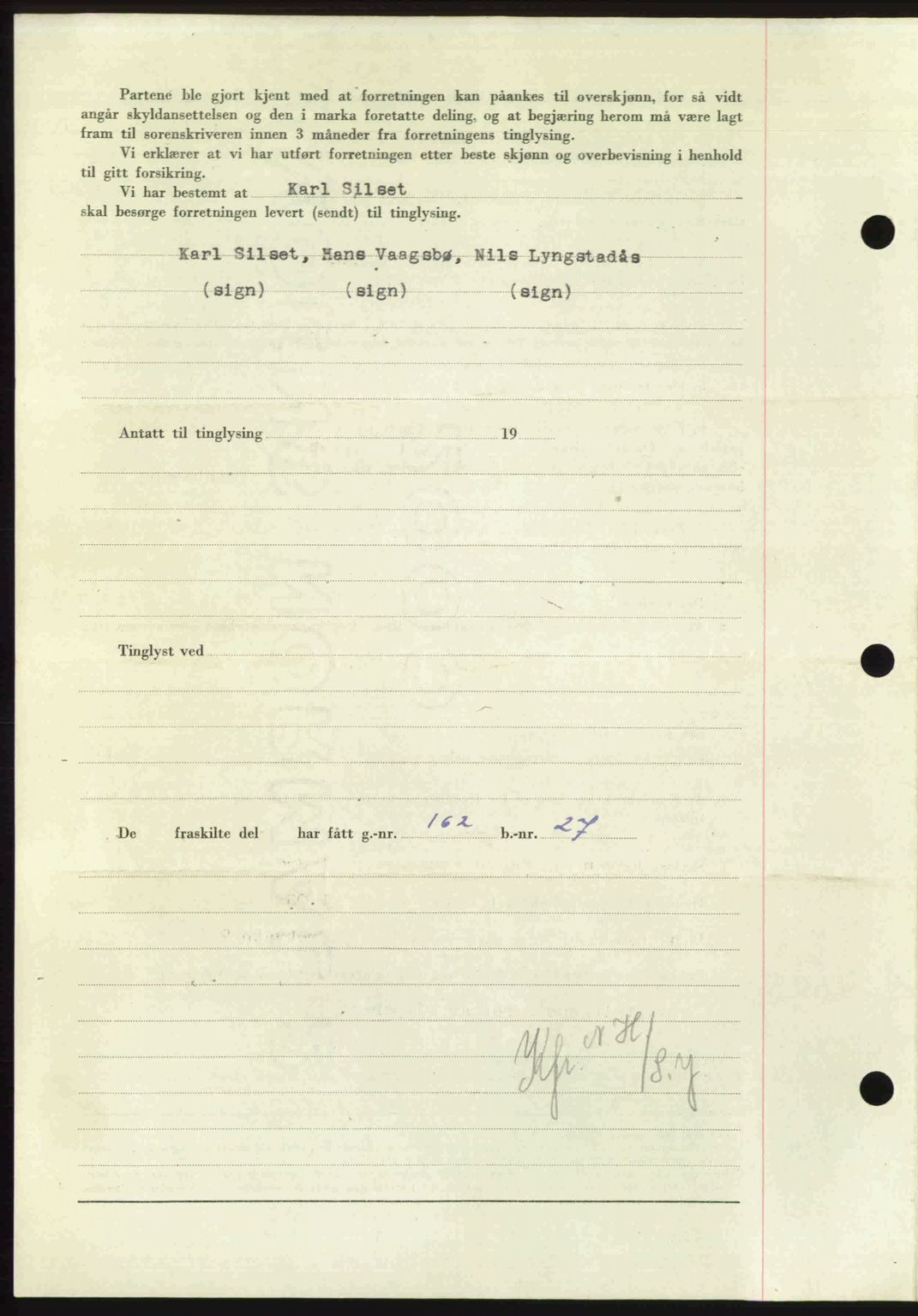 Nordmøre sorenskriveri, AV/SAT-A-4132/1/2/2Ca: Mortgage book no. A107, 1947-1948, Diary no: : 3063/1947