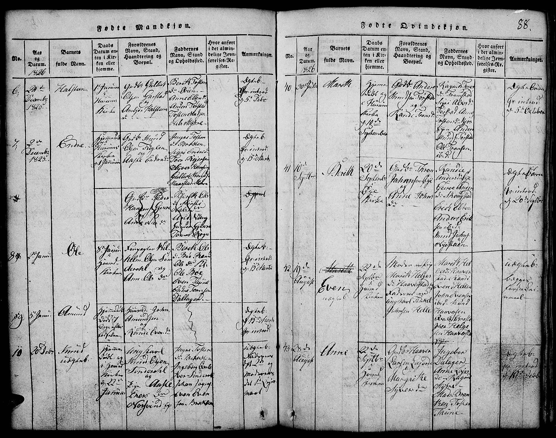 Vang prestekontor, Valdres, SAH/PREST-140/H/Hb/L0002: Parish register (copy) no. 2, 1814-1889, p. 88