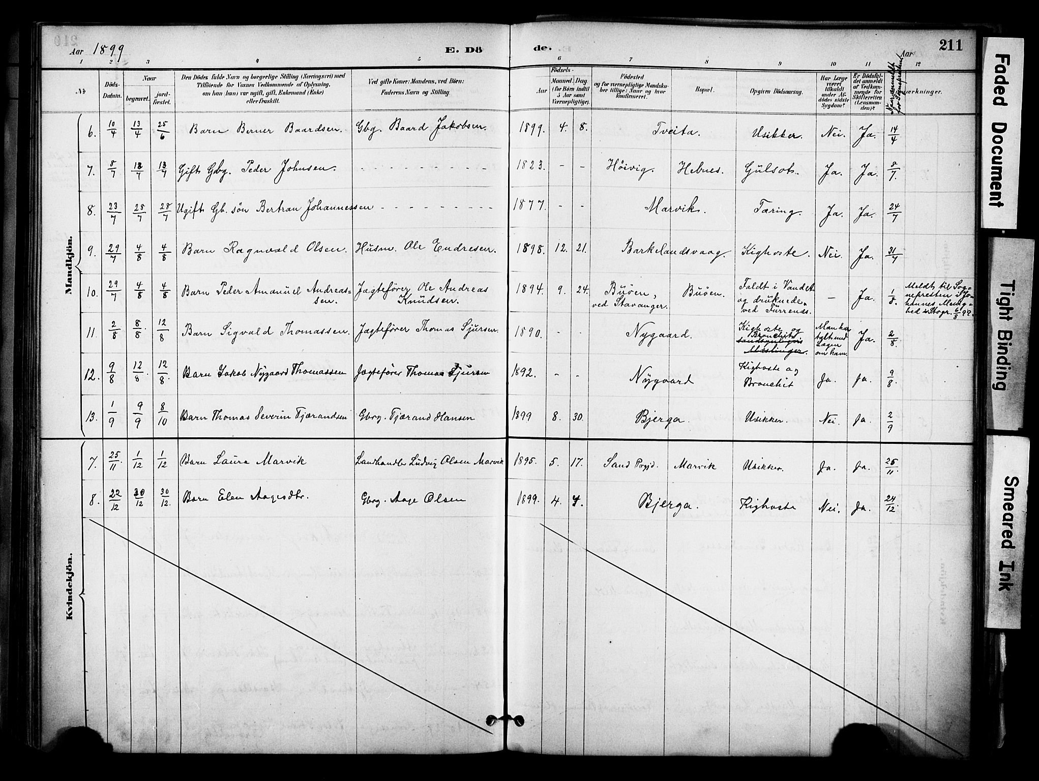 Jelsa sokneprestkontor, AV/SAST-A-101842/01/IV: Parish register (official) no. A 10, 1884-1906, p. 211