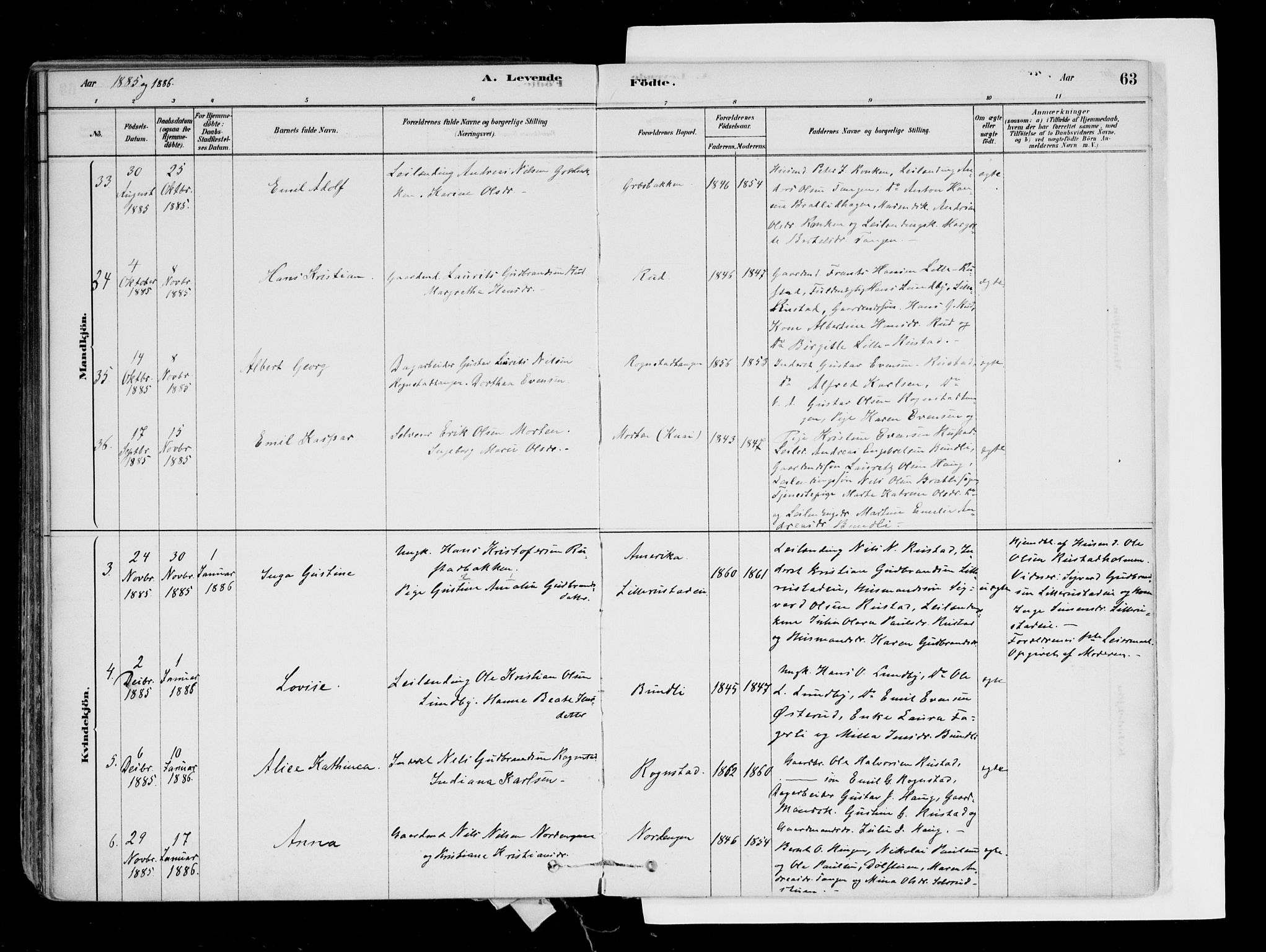 Hurdal prestekontor Kirkebøker, AV/SAO-A-10889/F/Fa/L0007: Parish register (official) no. I 7, 1878-1906, p. 63