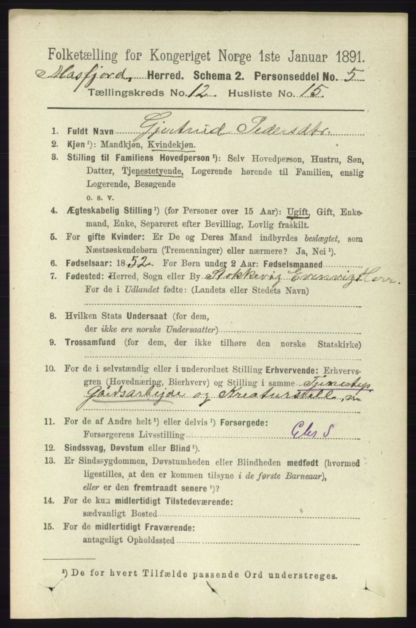 RA, 1891 census for 1266 Masfjorden, 1891, p. 2576