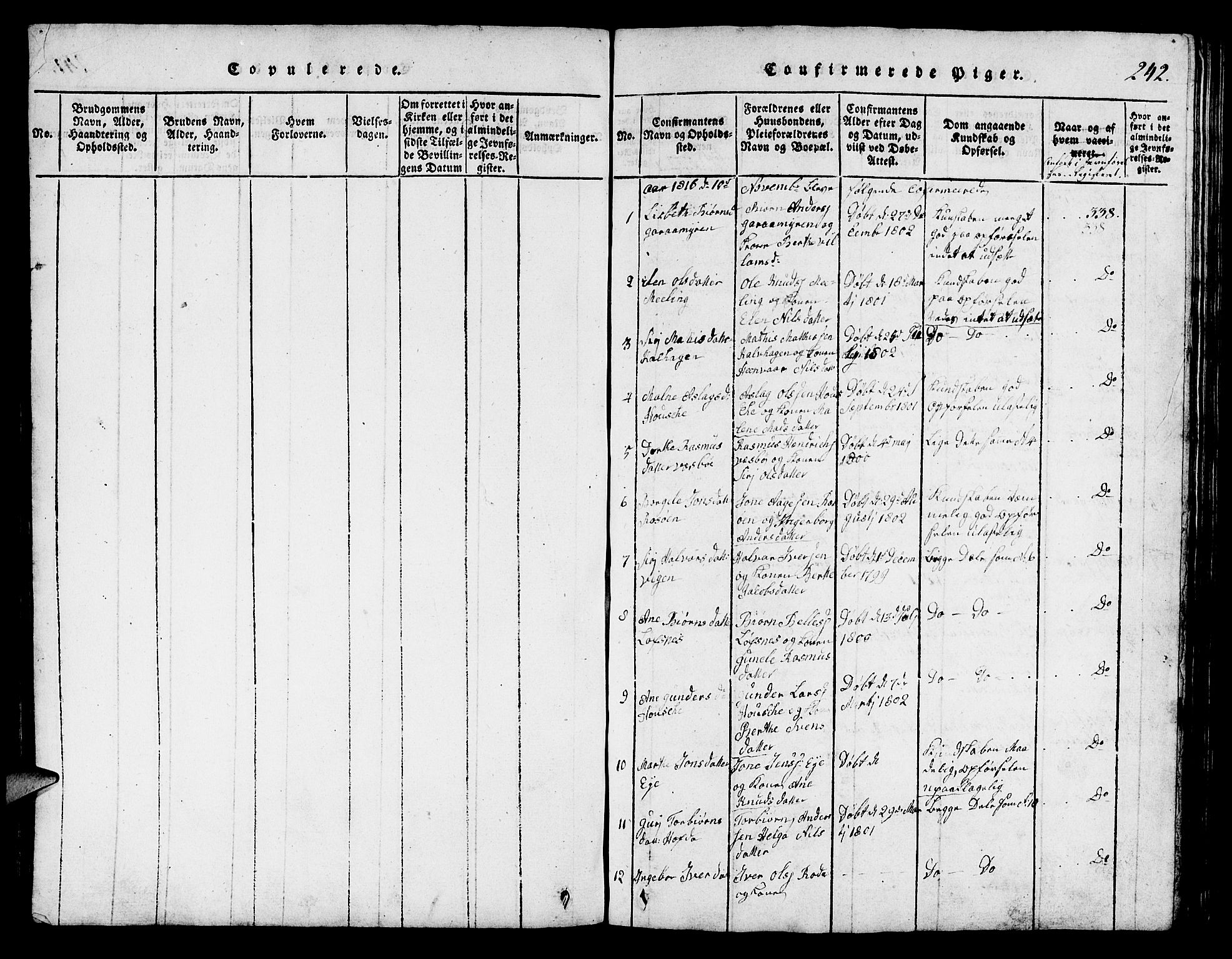 Finnøy sokneprestkontor, SAST/A-101825/H/Ha/Hab/L0001: Parish register (copy) no. B 1, 1816-1856, p. 242
