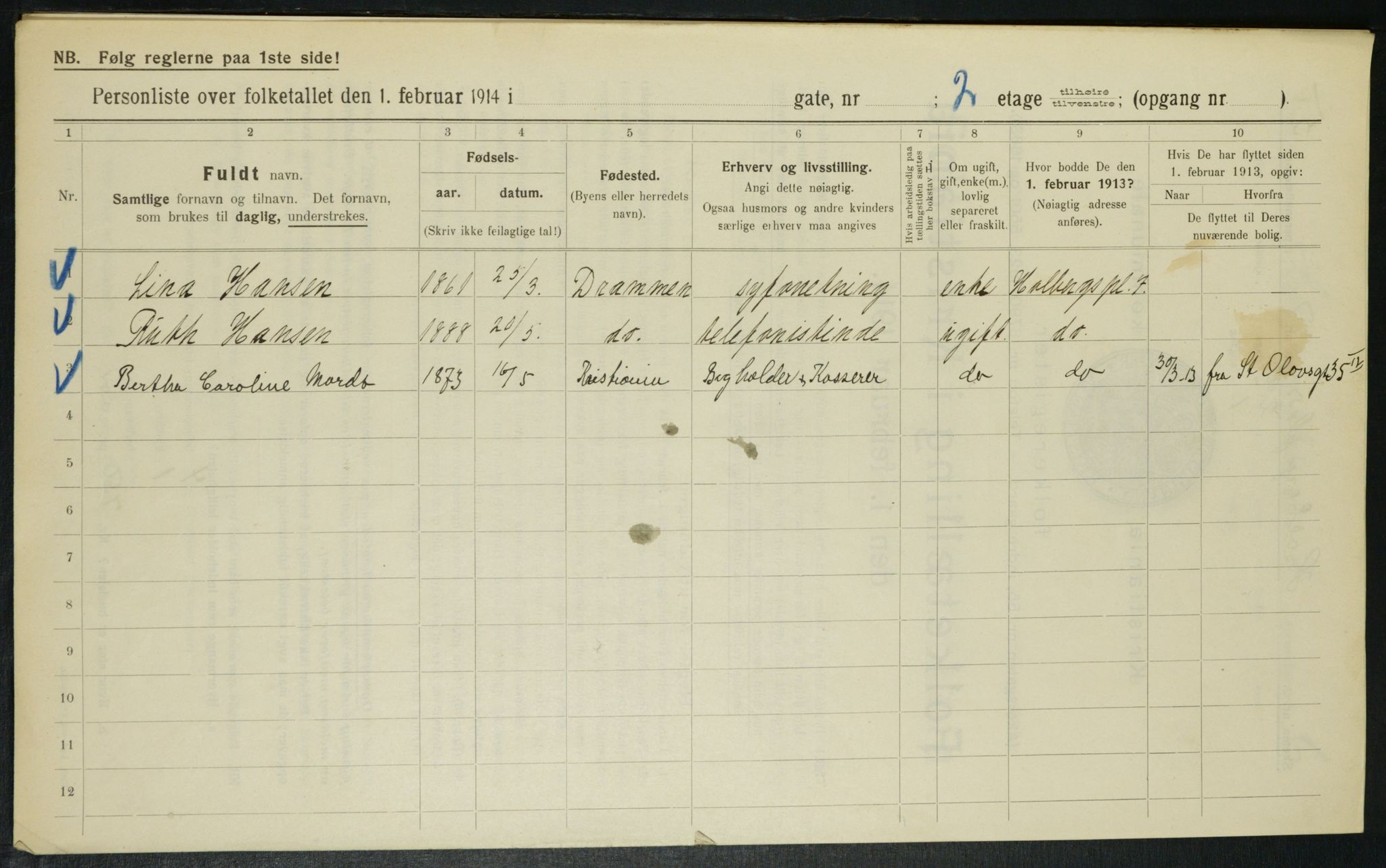 OBA, Municipal Census 1914 for Kristiania, 1914, p. 40674