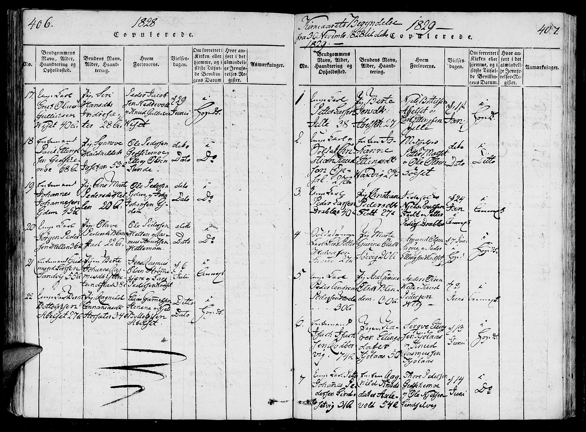 Ministerialprotokoller, klokkerbøker og fødselsregistre - Møre og Romsdal, SAT/A-1454/522/L0310: Parish register (official) no. 522A05, 1816-1832, p. 406-407