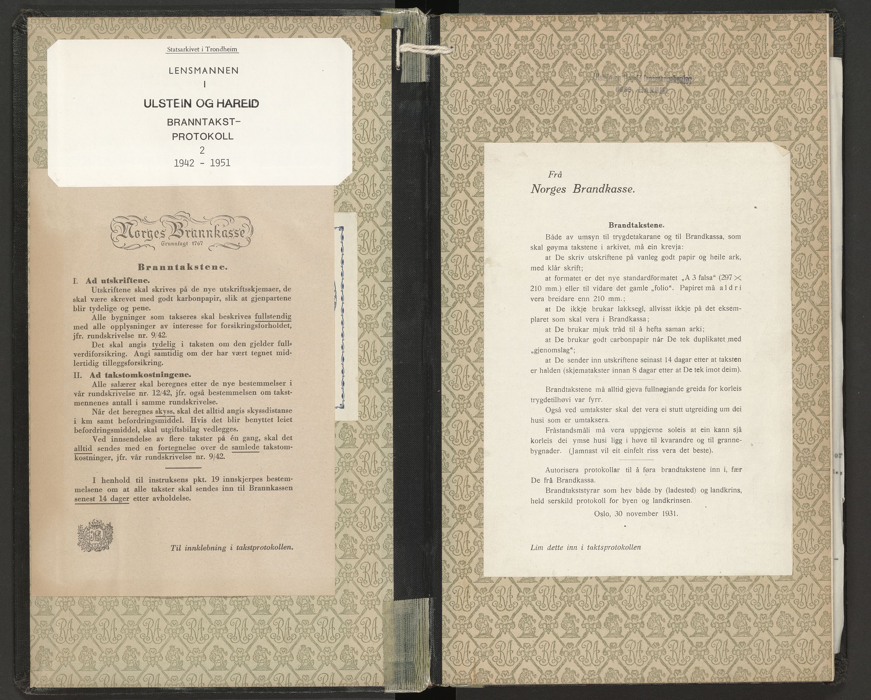 Norges Brannkasse Ulstein og Hareid, SAT/A-5487/F/Fa/L0002: Branntakstprotokoll, 1942-1951