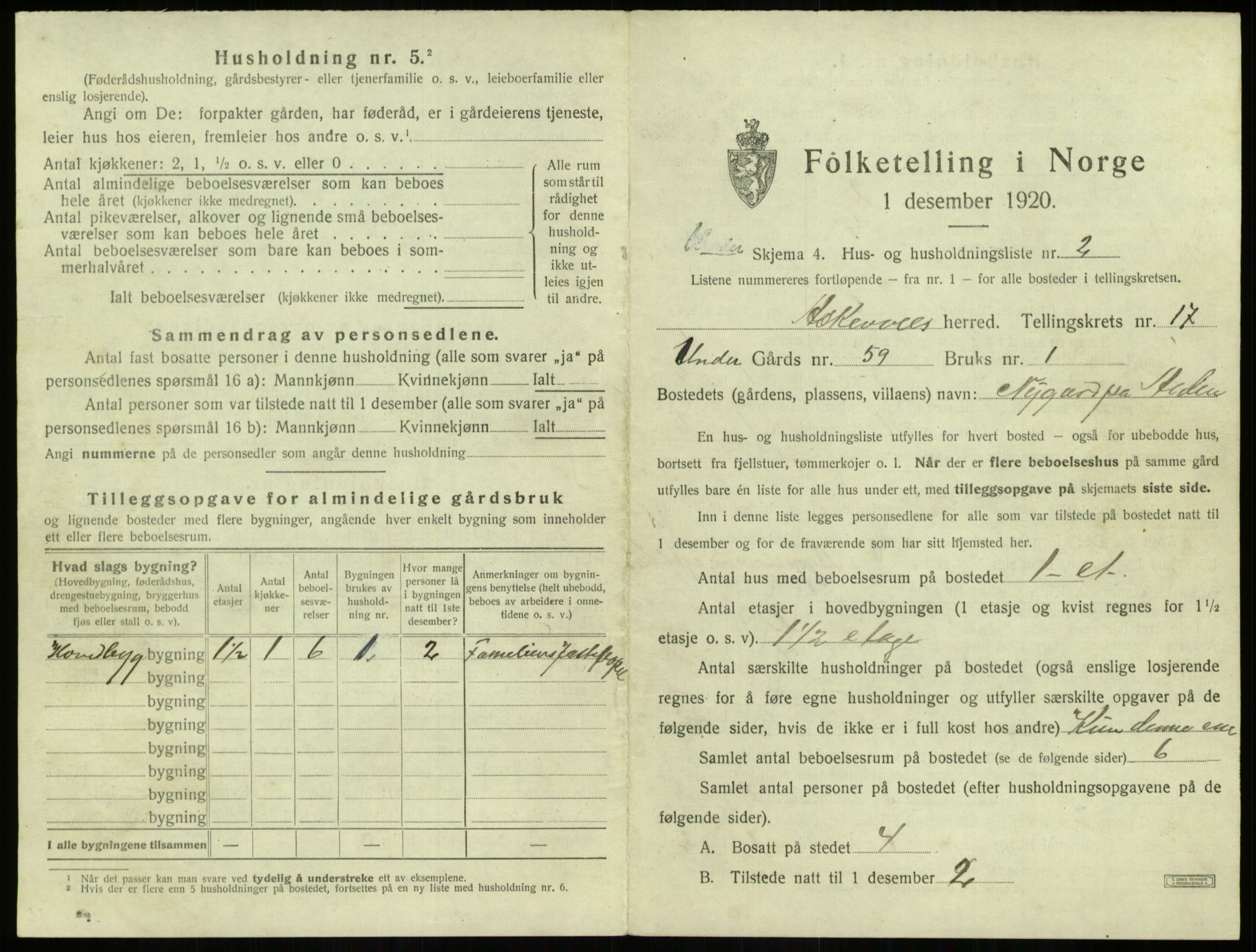 SAB, 1920 census for Askvoll, 1920, p. 910