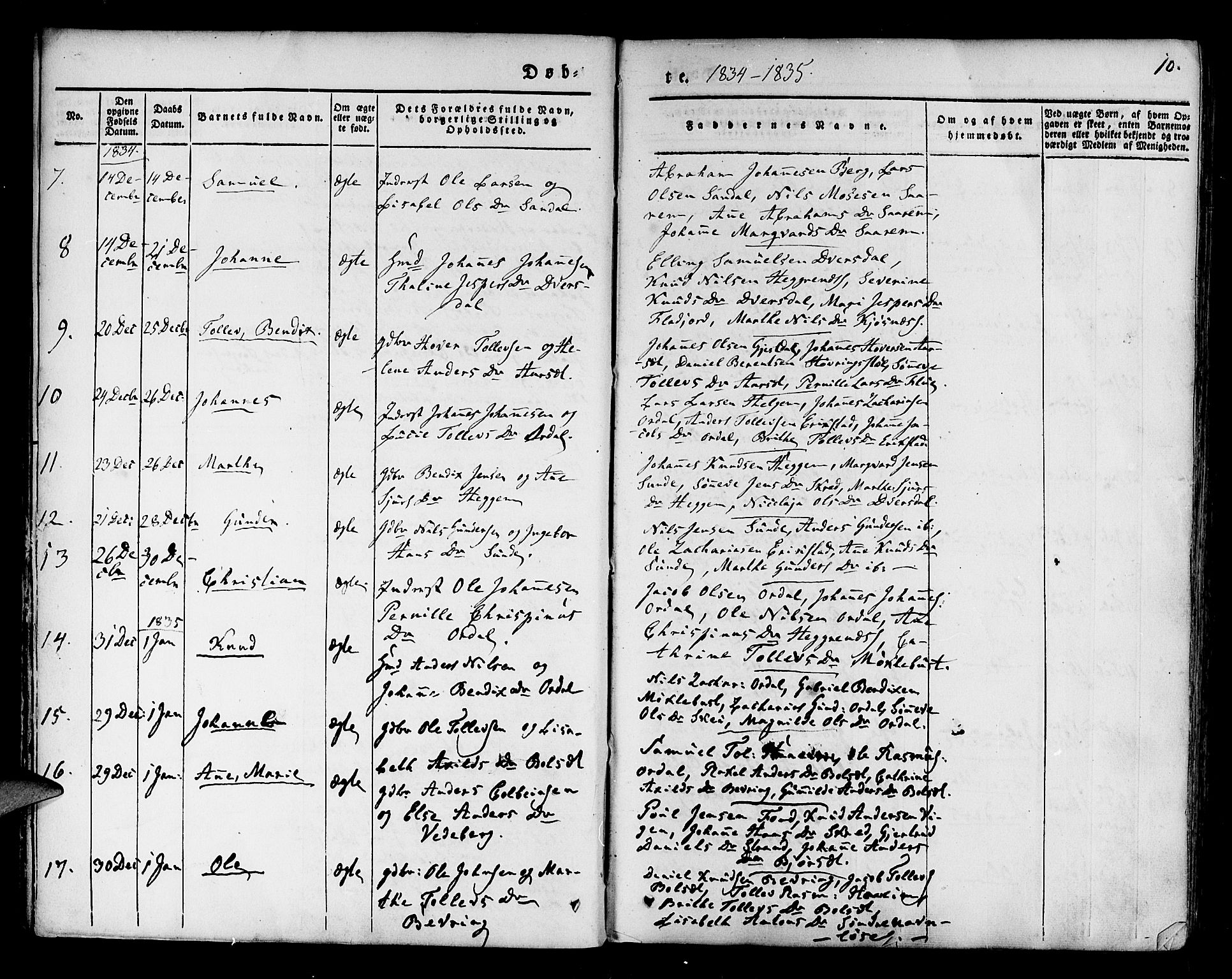 Jølster sokneprestembete, SAB/A-80701/H/Haa/Haaa/L0009: Parish register (official) no. A 9, 1833-1848, p. 10