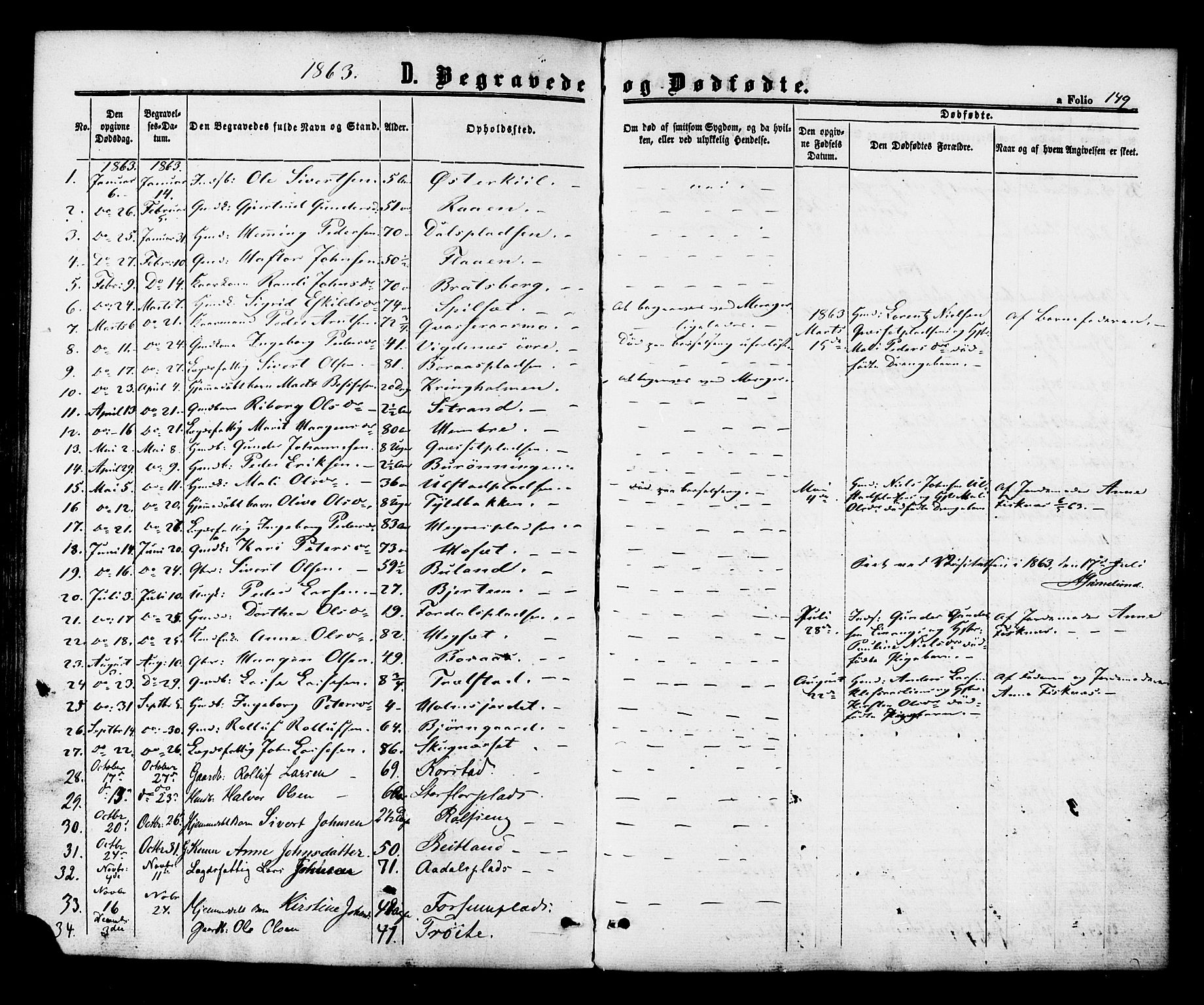 Ministerialprotokoller, klokkerbøker og fødselsregistre - Nord-Trøndelag, SAT/A-1458/703/L0029: Parish register (official) no. 703A02, 1863-1879, p. 149