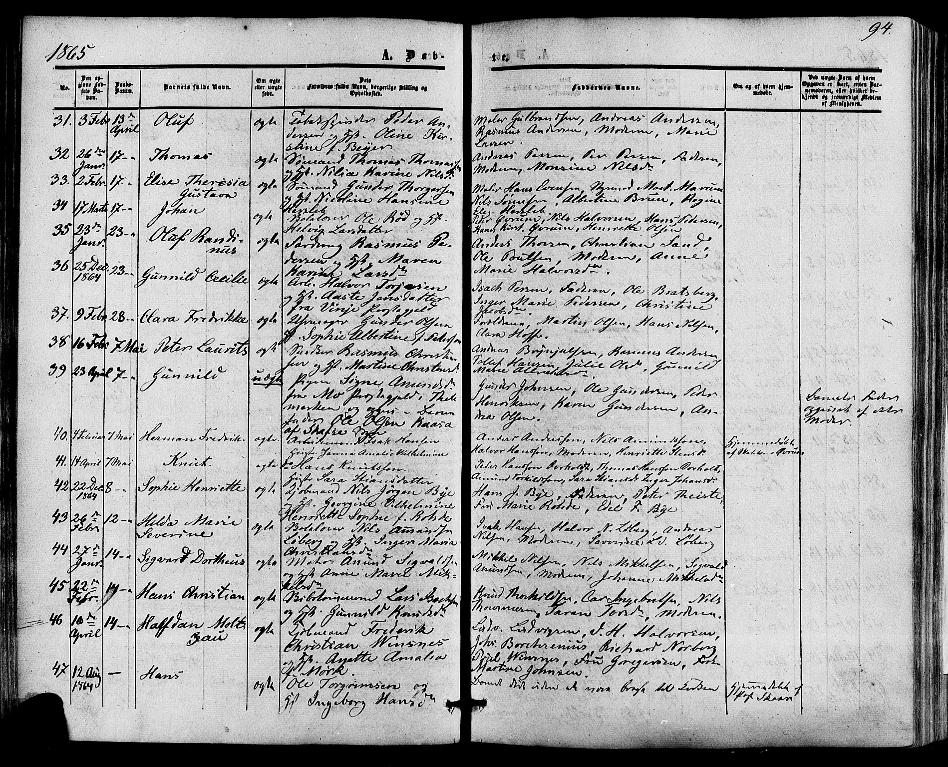 Skien kirkebøker, AV/SAKO-A-302/F/Fa/L0007: Parish register (official) no. 7, 1856-1865, p. 94