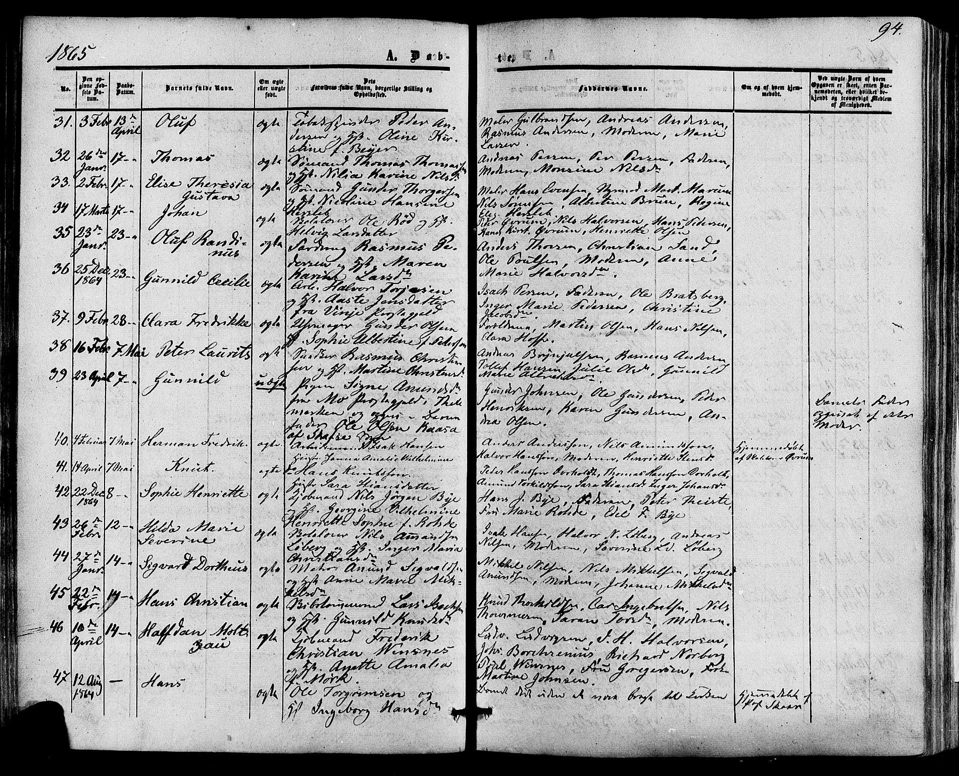 Skien kirkebøker, AV/SAKO-A-302/F/Fa/L0007: Parish register (official) no. 7, 1856-1865, p. 94