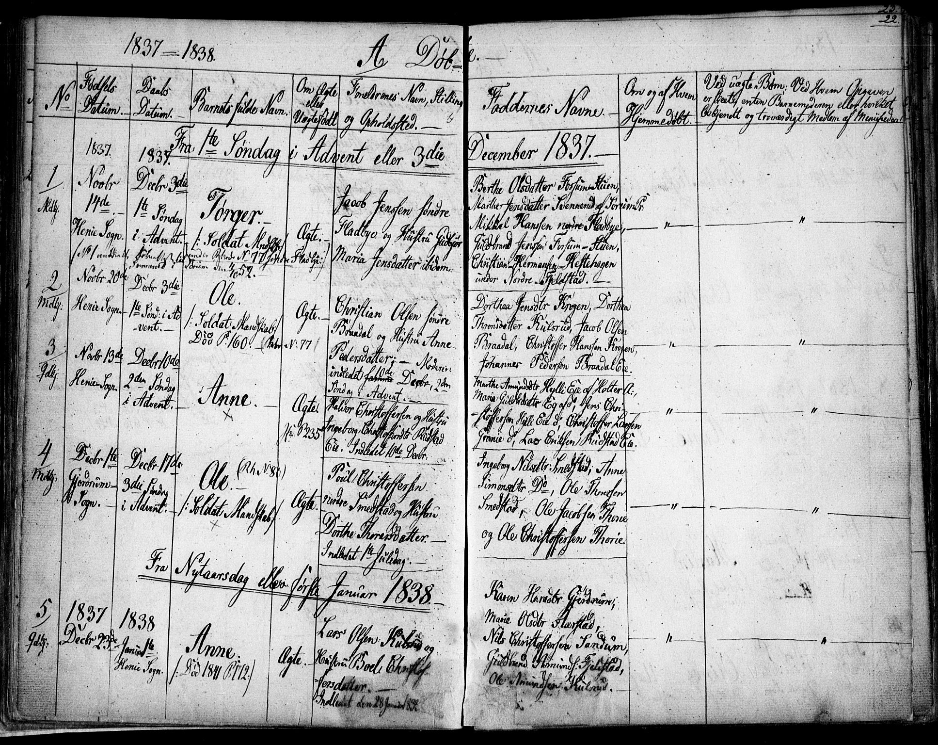 Gjerdrum prestekontor Kirkebøker, AV/SAO-A-10412b/F/Fa/L0005: Parish register (official) no. I 5, 1835-1845, p. 22