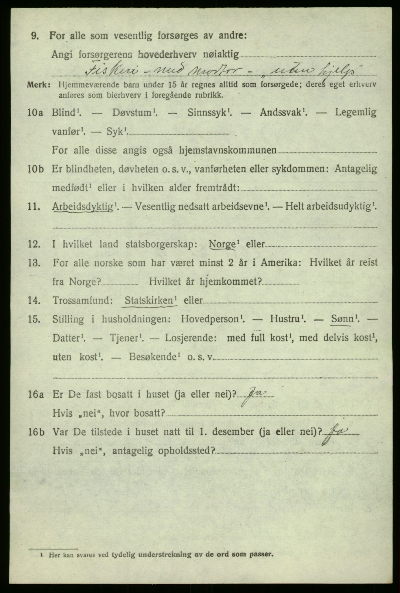 SAB, 1920 census for Hyllestad, 1920, p. 2677