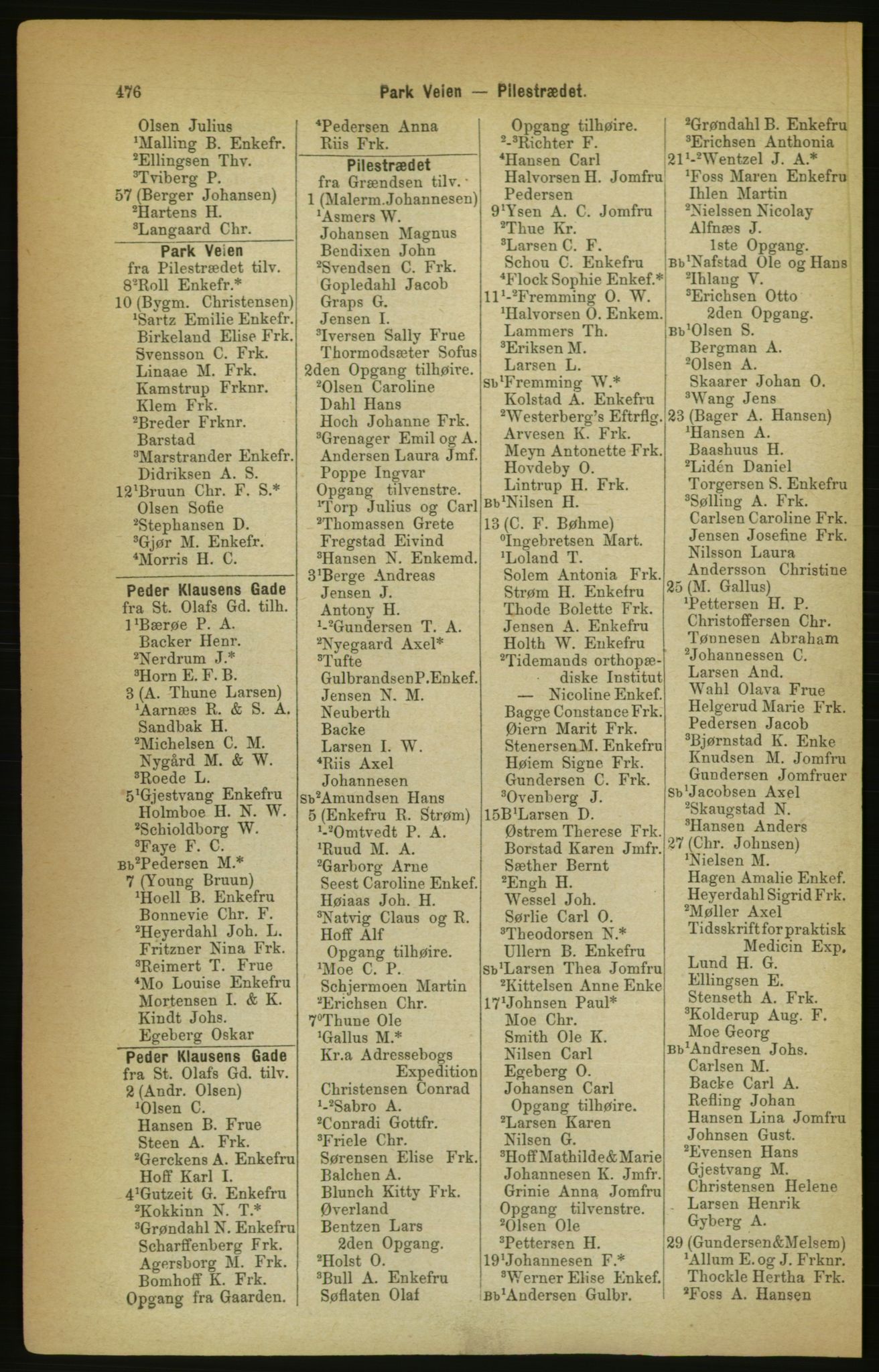 Kristiania/Oslo adressebok, PUBL/-, 1888, p. 476