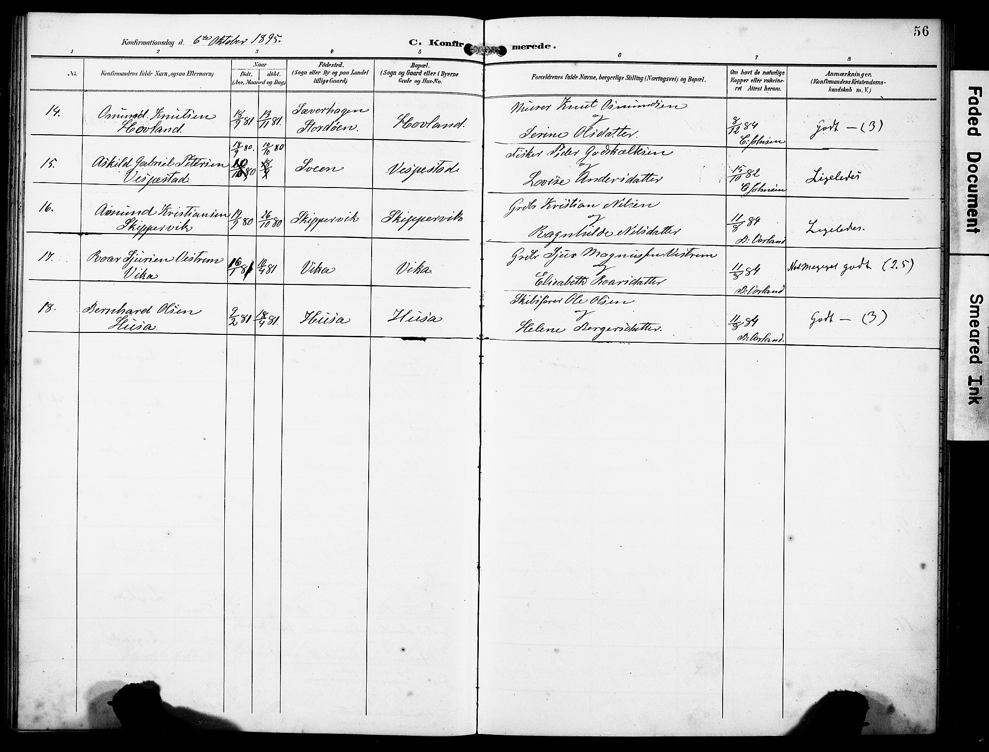 Finnås sokneprestembete, SAB/A-99925/H/Ha/Haa/Haad/L0002: Parish register (official) no. D 2, 1895-1906, p. 56
