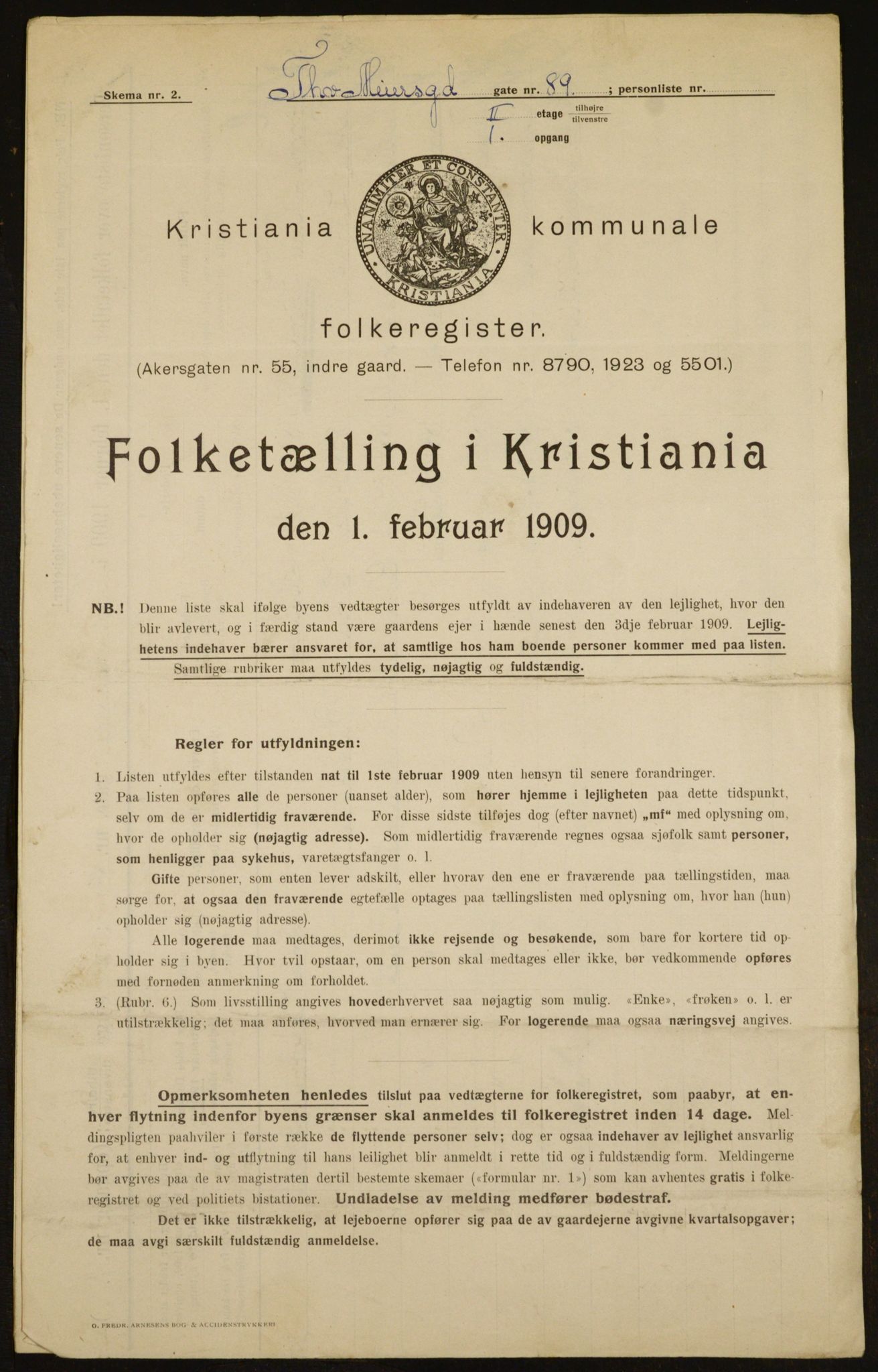 OBA, Municipal Census 1909 for Kristiania, 1909, p. 100943