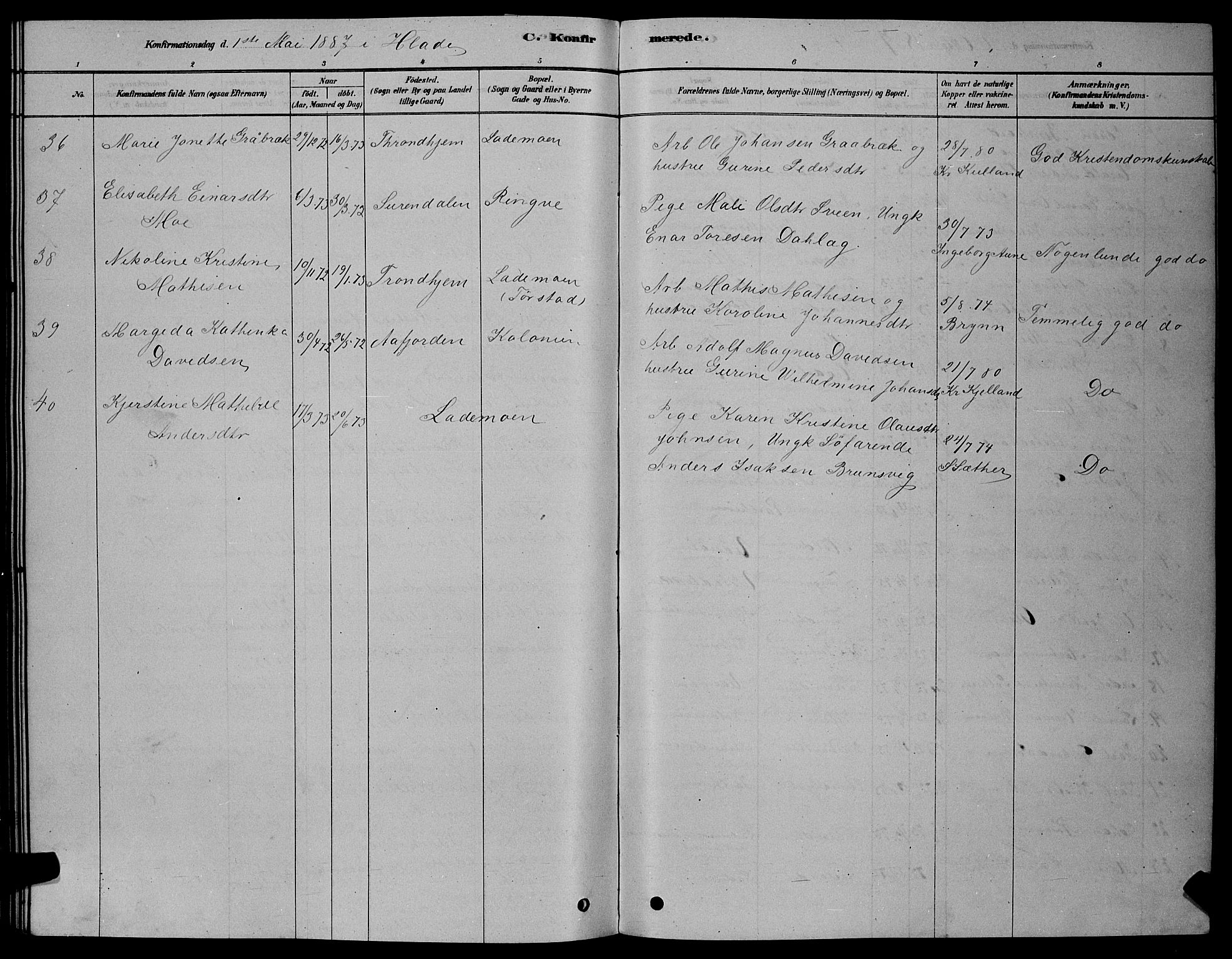 Ministerialprotokoller, klokkerbøker og fødselsregistre - Sør-Trøndelag, AV/SAT-A-1456/606/L0312: Parish register (copy) no. 606C08, 1878-1894