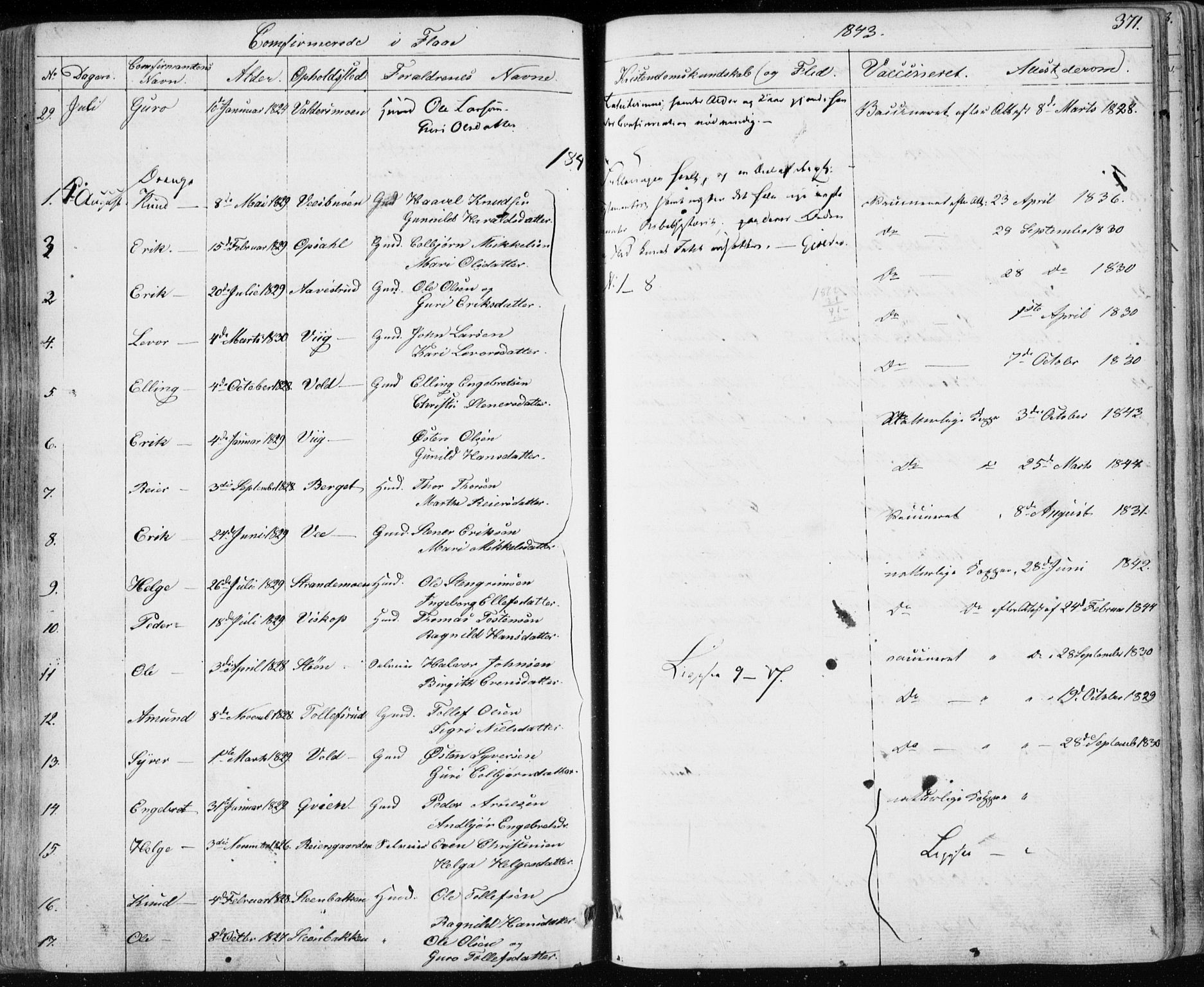 Nes kirkebøker, AV/SAKO-A-236/F/Fa/L0009: Parish register (official) no. 9, 1834-1863, p. 371