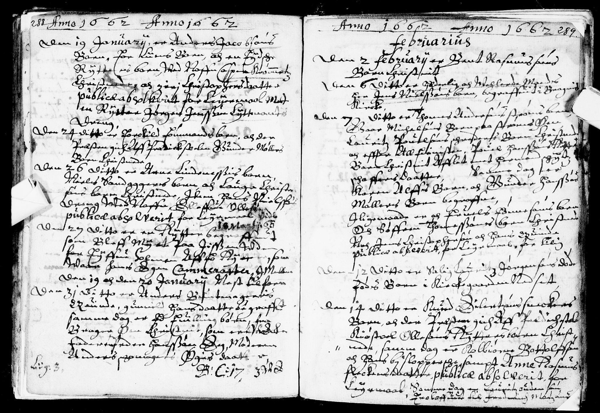 Bragernes kirkebøker, SAKO/A-6/F/Fa/L0001: Parish register (official) no. I 1, 1634-1662, p. 288-289