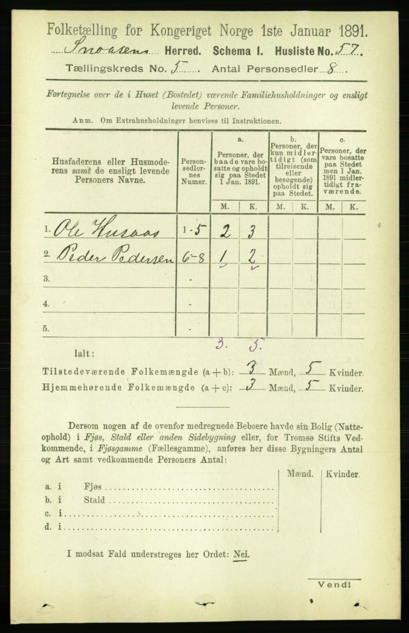 RA, 1891 census for 1736 Snåsa, 1891, p. 1470