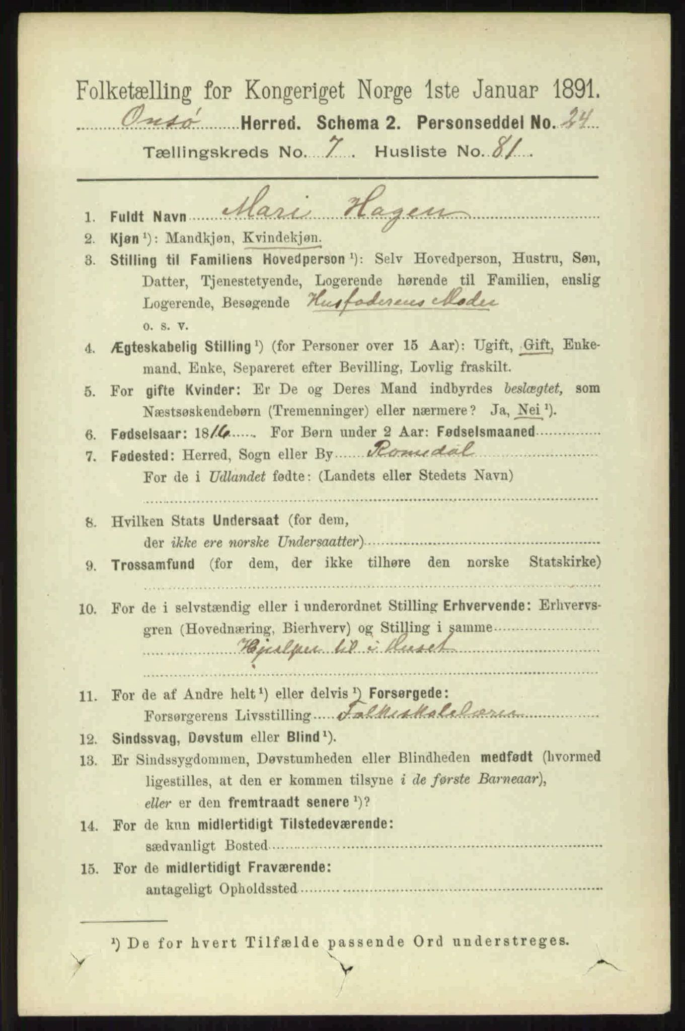 RA, 1891 census for 0134 Onsøy, 1891, p. 7290